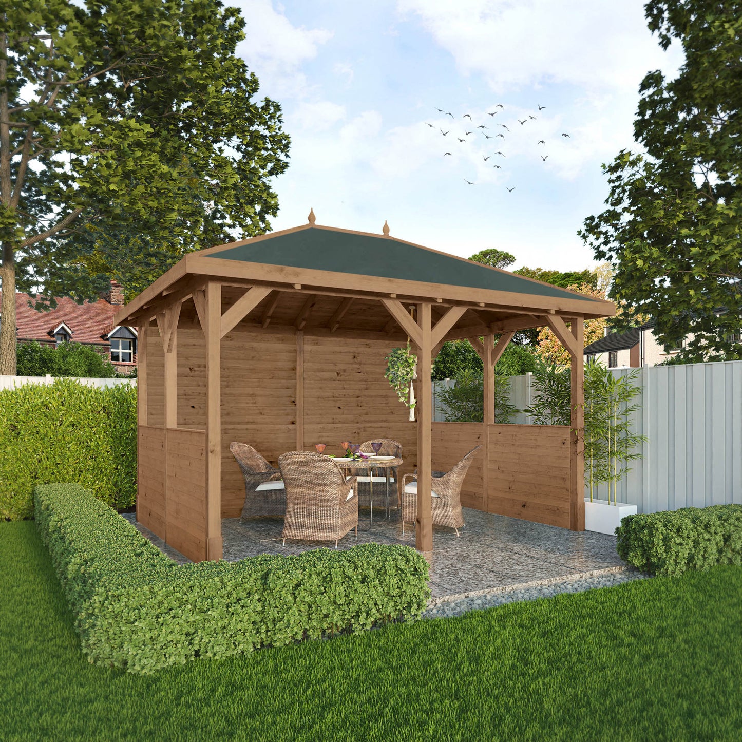 4m x 3m Pressure Treated Gazebo With Panels