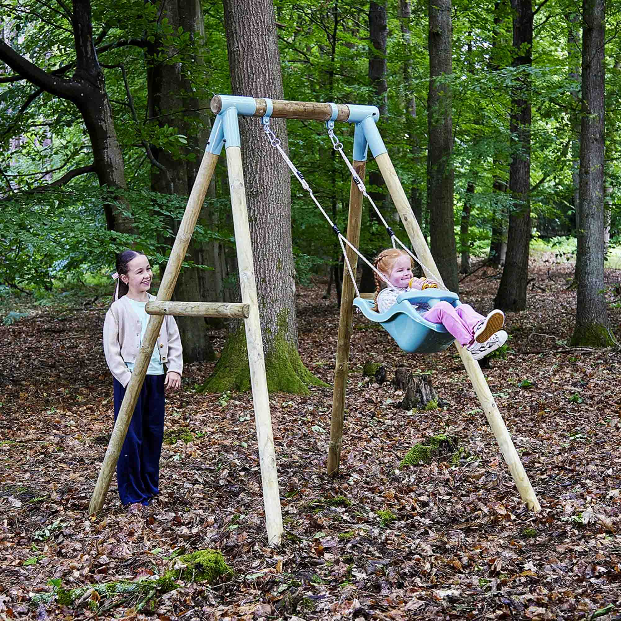 Single Wooden Baby Swing - Evergreen II