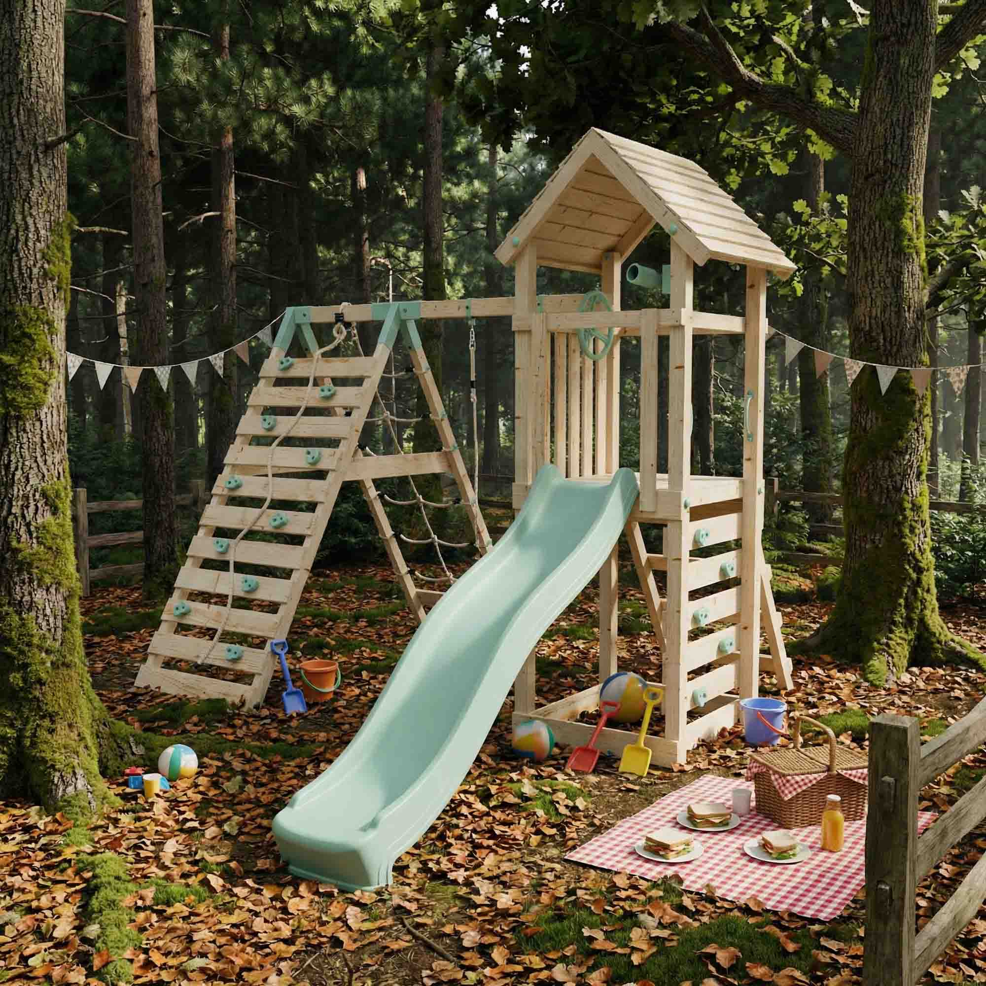Climbing Frame With Single Swing - Ivory Retreat I