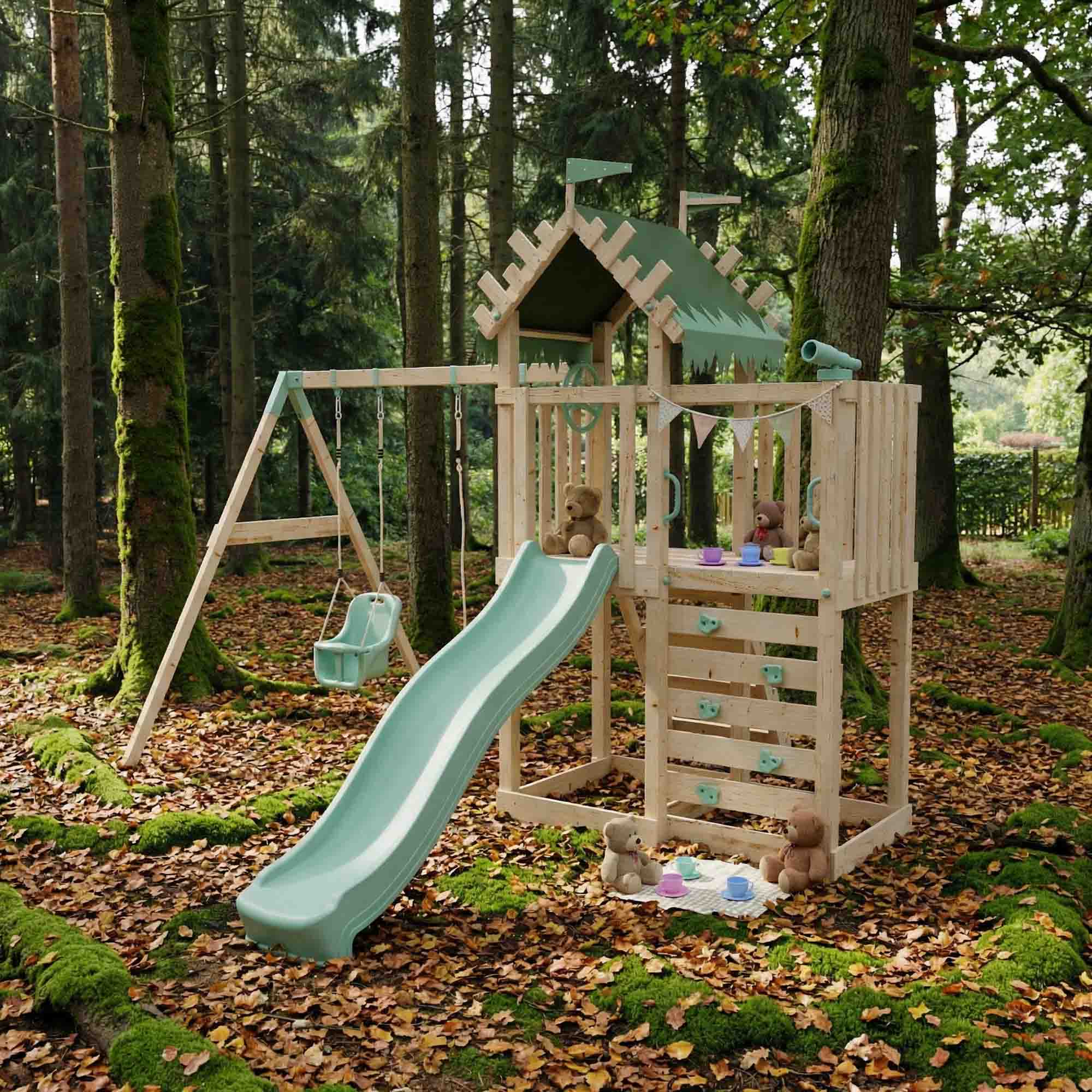 Extended Climbing Frame With Double Swing - Whispering Woods IV