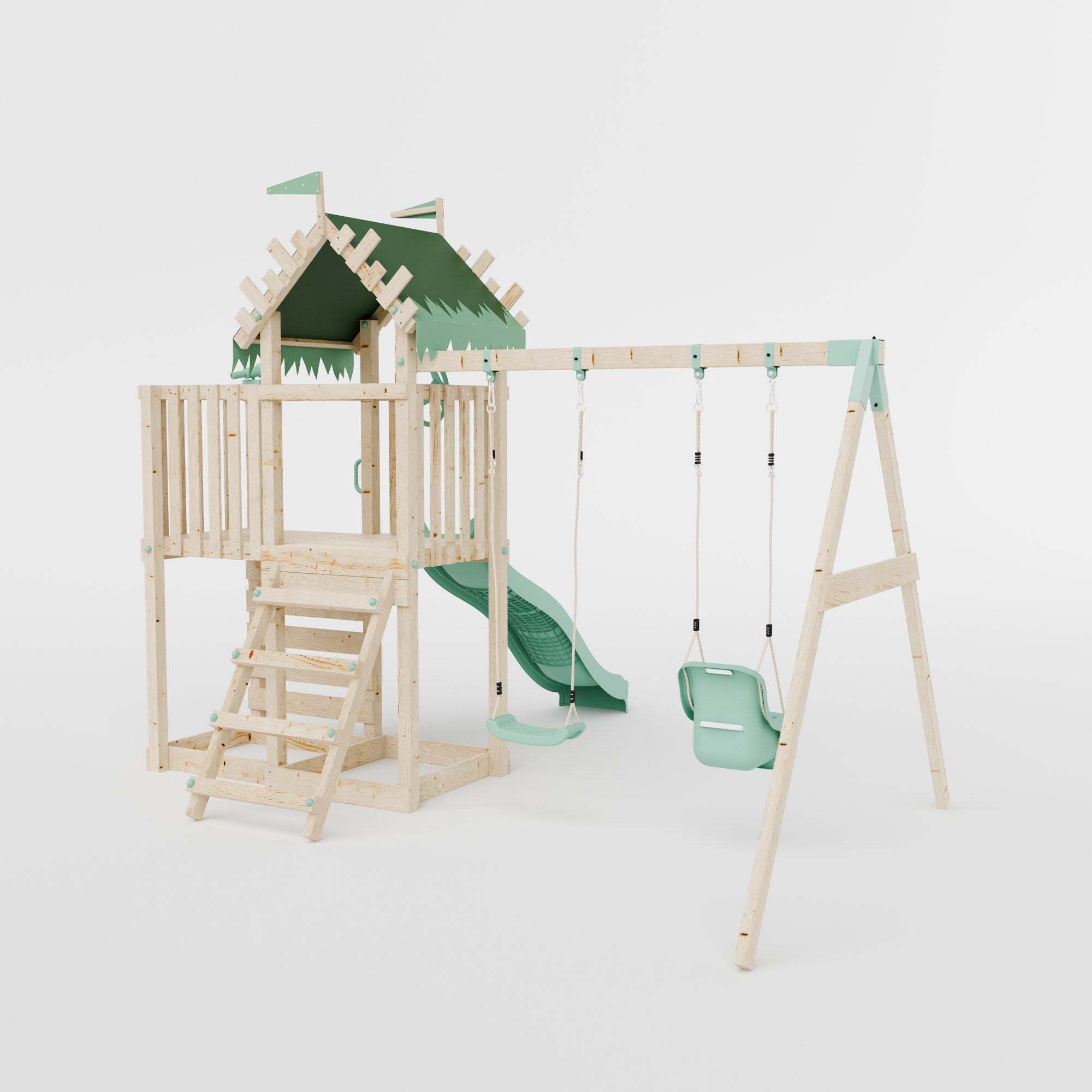 Extended Climbing Frame With Double Swing - Whispering Woods IV