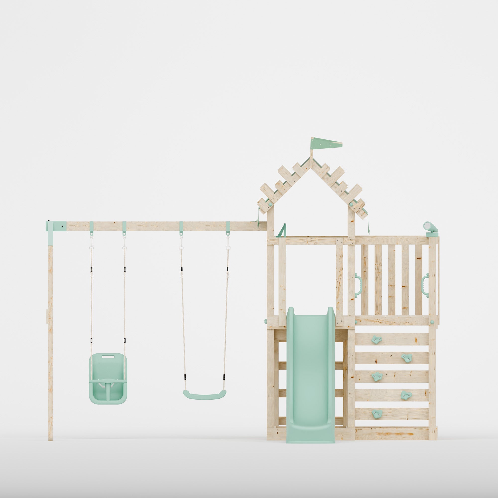 Extended Climbing Frame With Double Swing - Whispering Woods IV