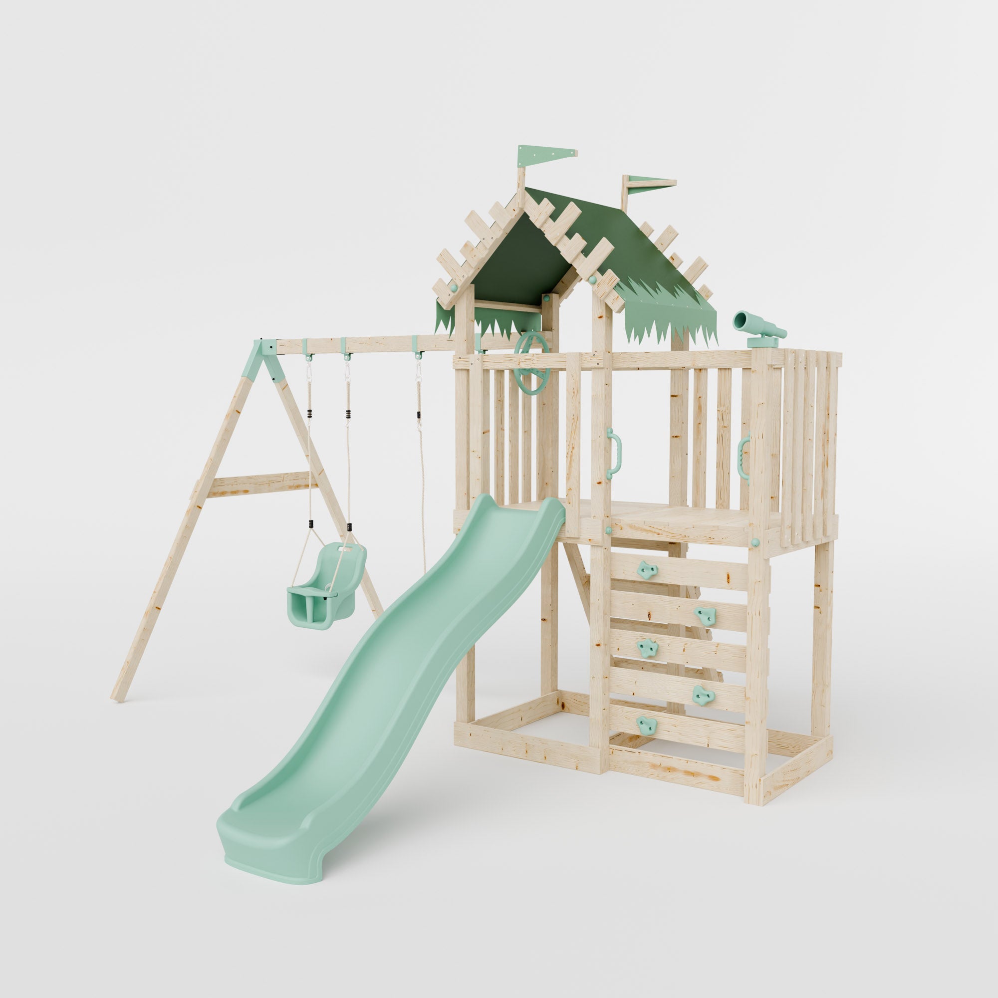 Extended Climbing Frame With Double Swing - Whispering Woods IV