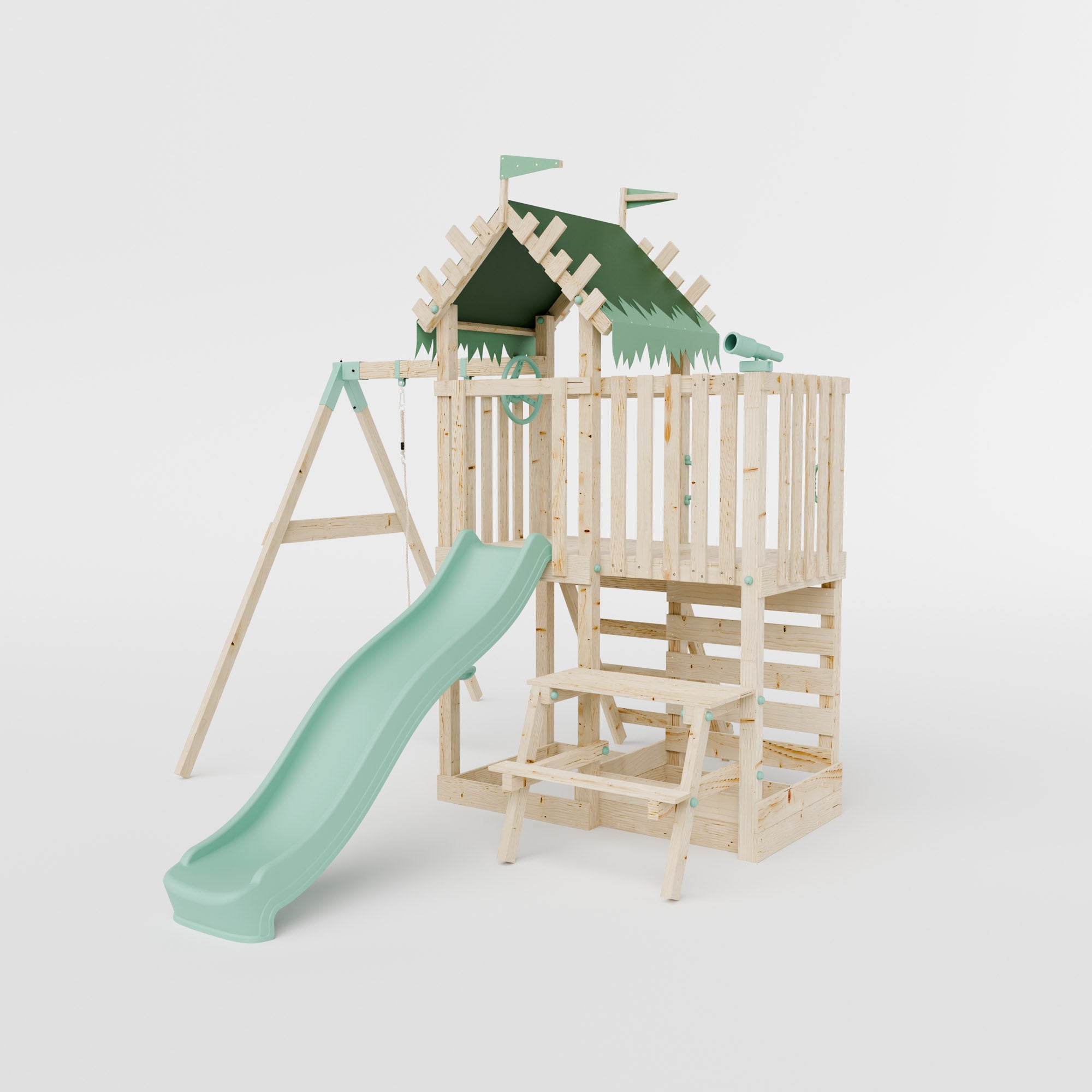 Extended Climbing Frame With Single Swing & Picnic Table - Fernshade Retreat I