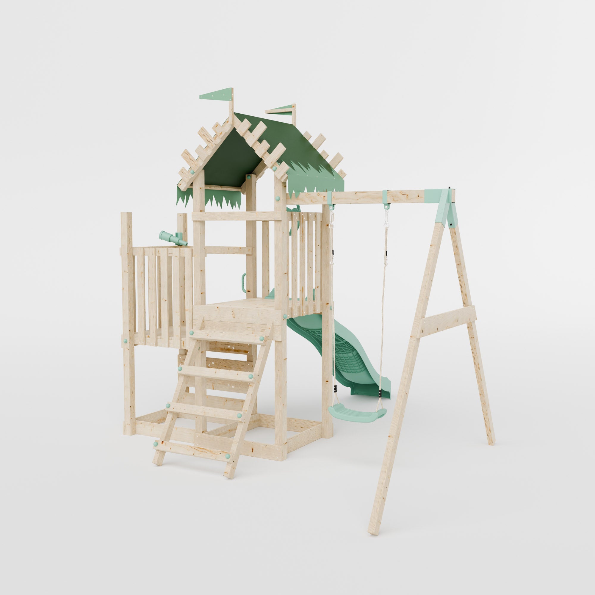 Climbing Frame & Step Up With Single Swing - Redwood Rise I