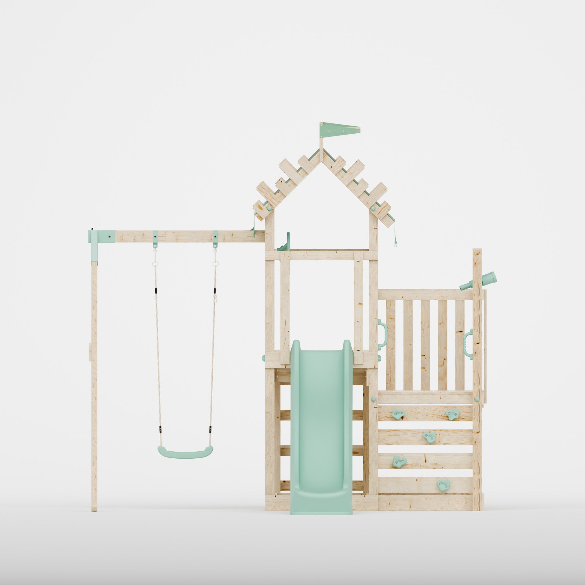 Climbing Frame & Step Up With Single Swing - Redwood Rise I