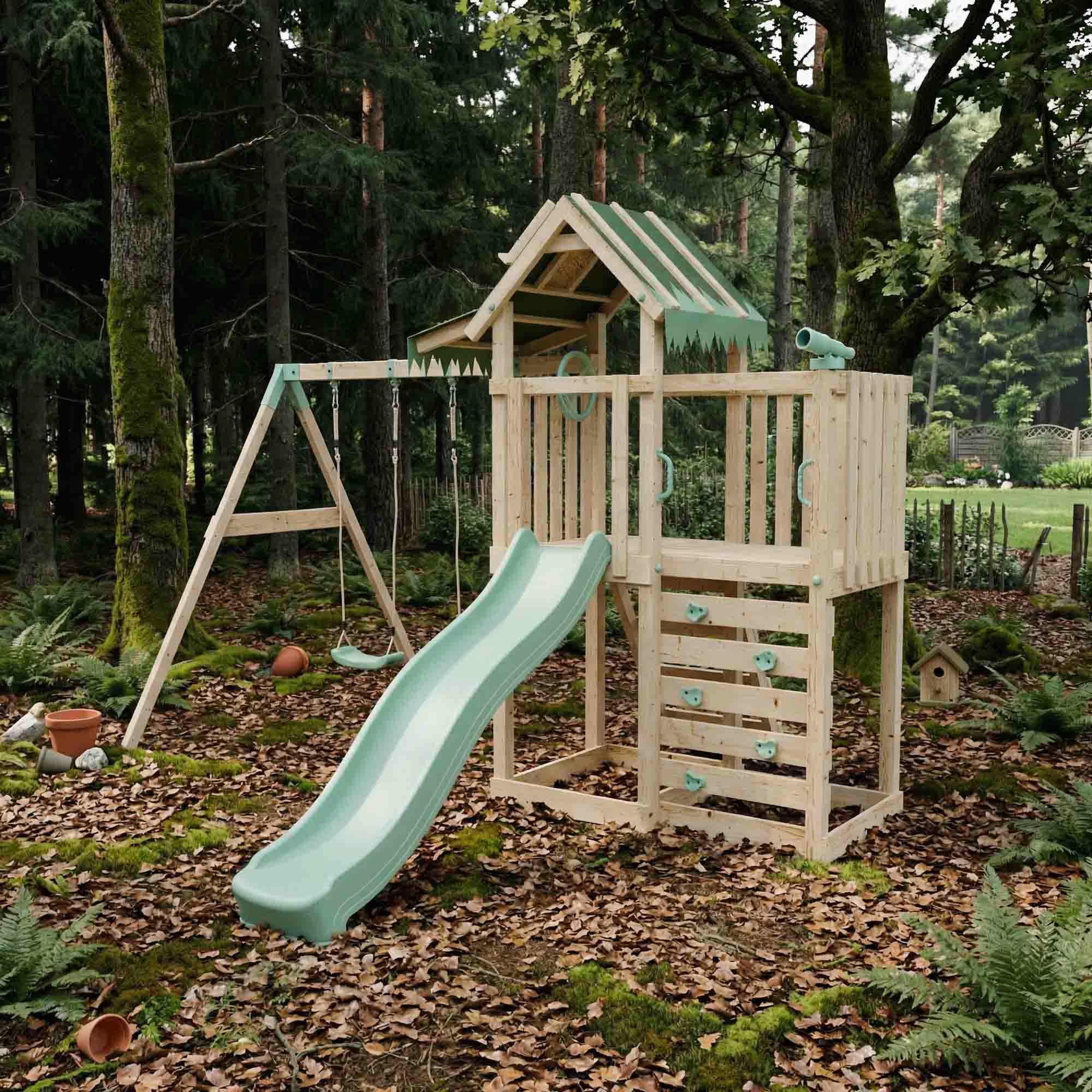 Extended Climbing Frame With Double Swing - Squirrel’s Nest III