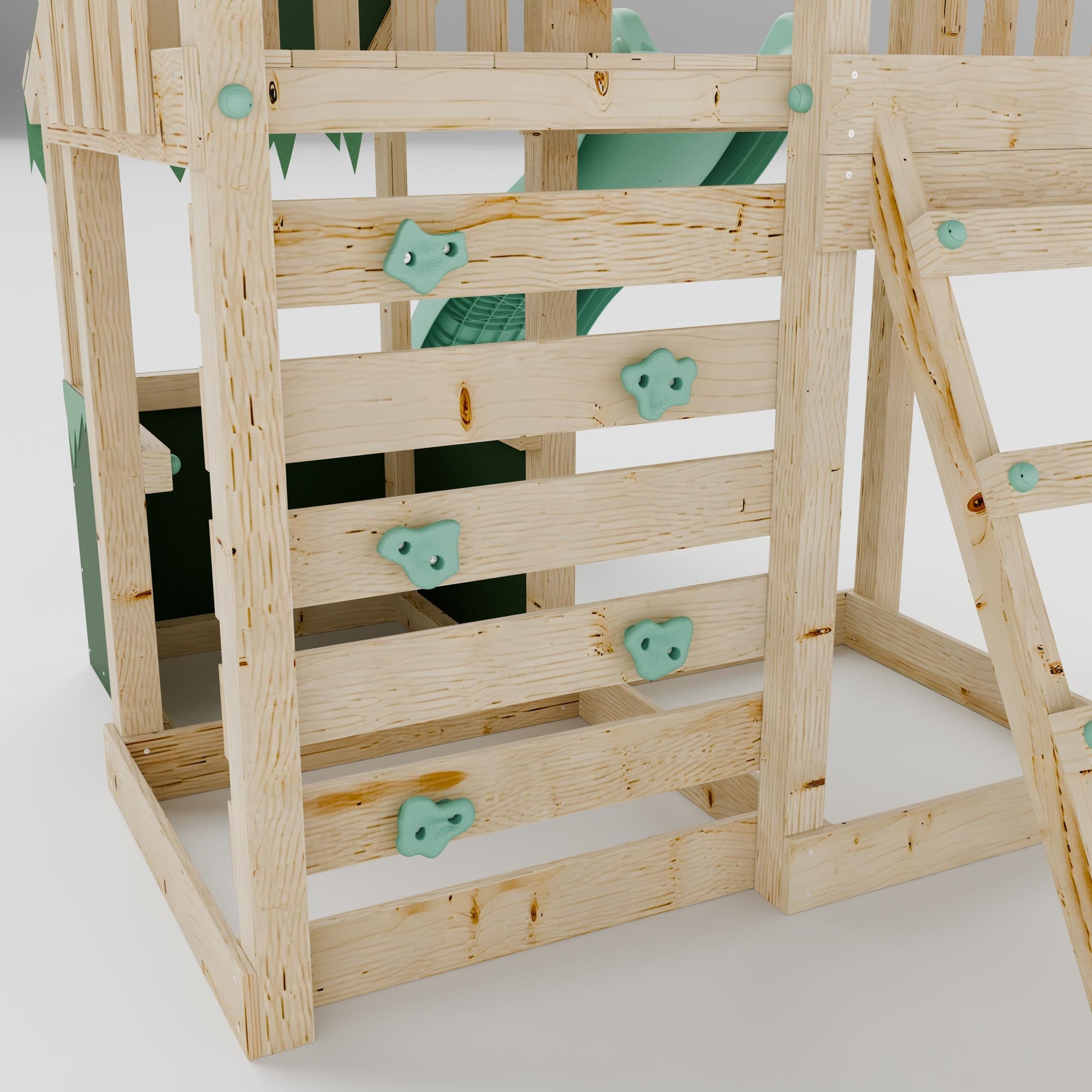 Extended Climbing Frame With Single Swing & Shop - Moonlit Hollow I