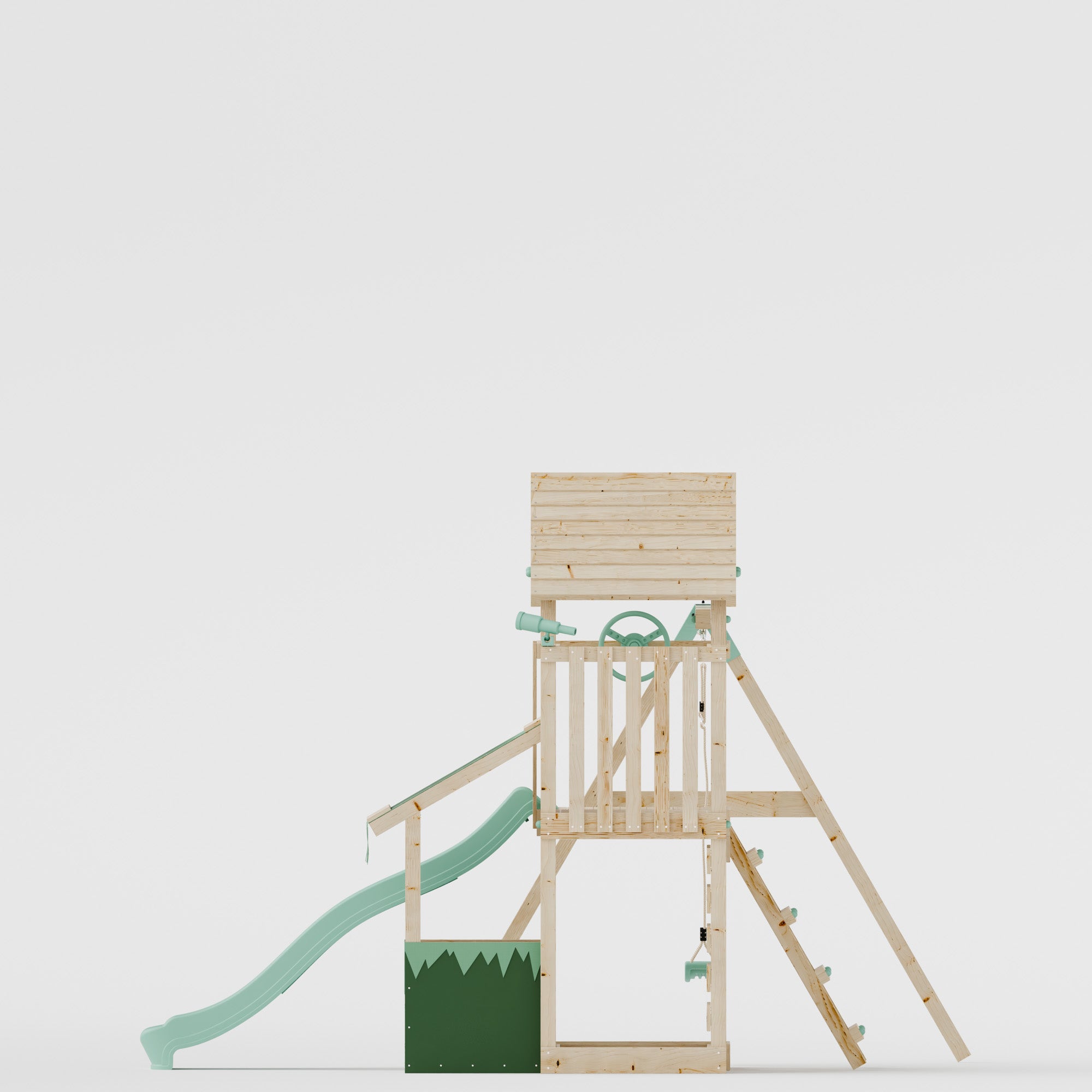 Extended Climbing Frame With Single Swing & Shop - Moonlit Hollow I