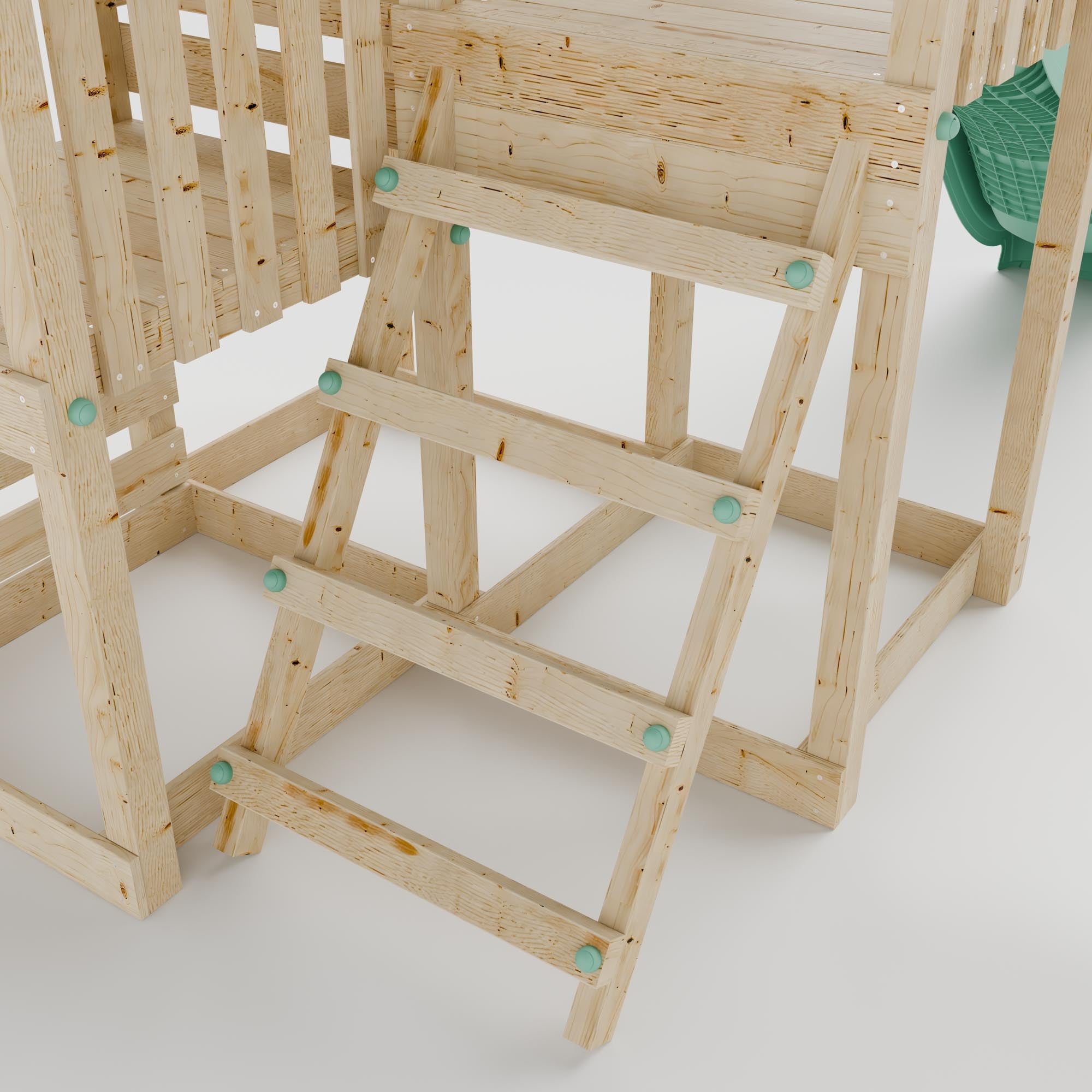 Extended Climbing Frame With Step Up, Single Swing & Climbing Wall - Maplewood V