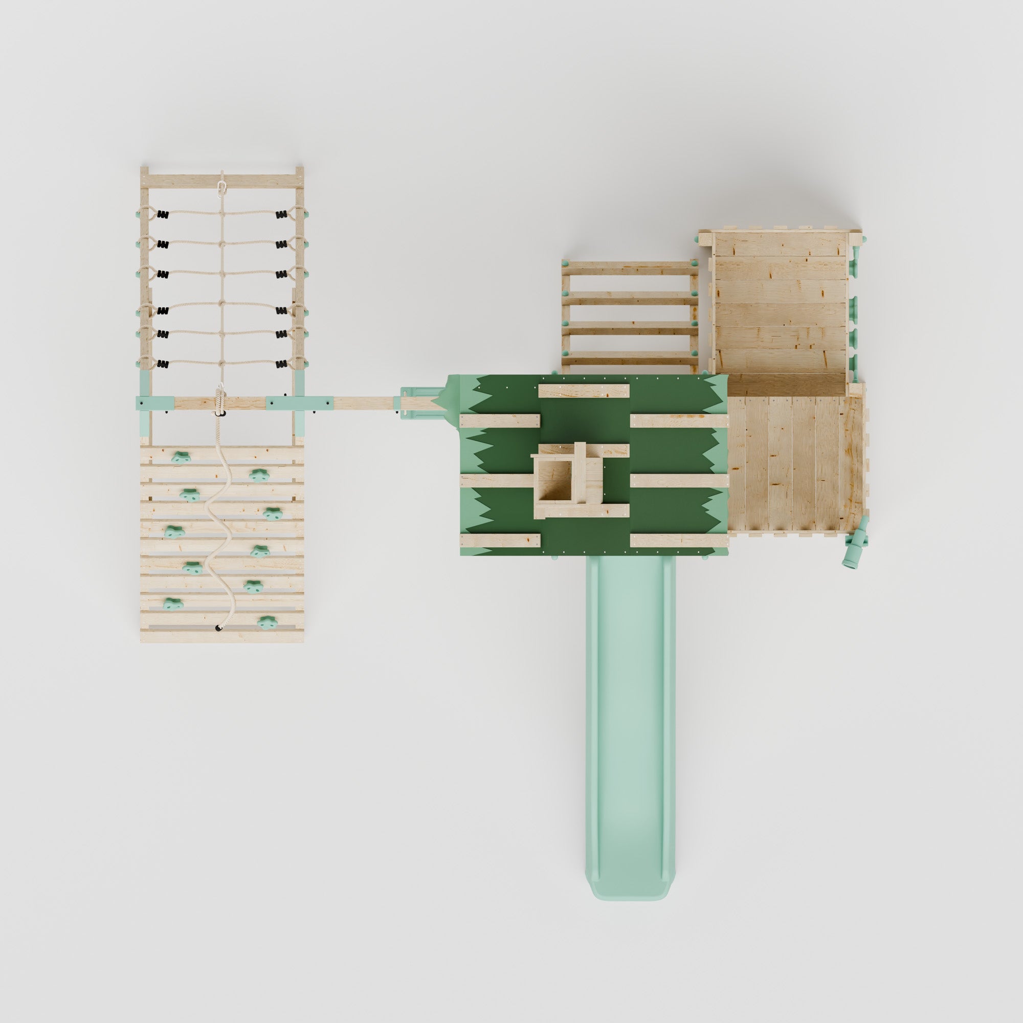 Extended Climbing Frame With Step Up, Single Swing & Climbing Wall - Maplewood V