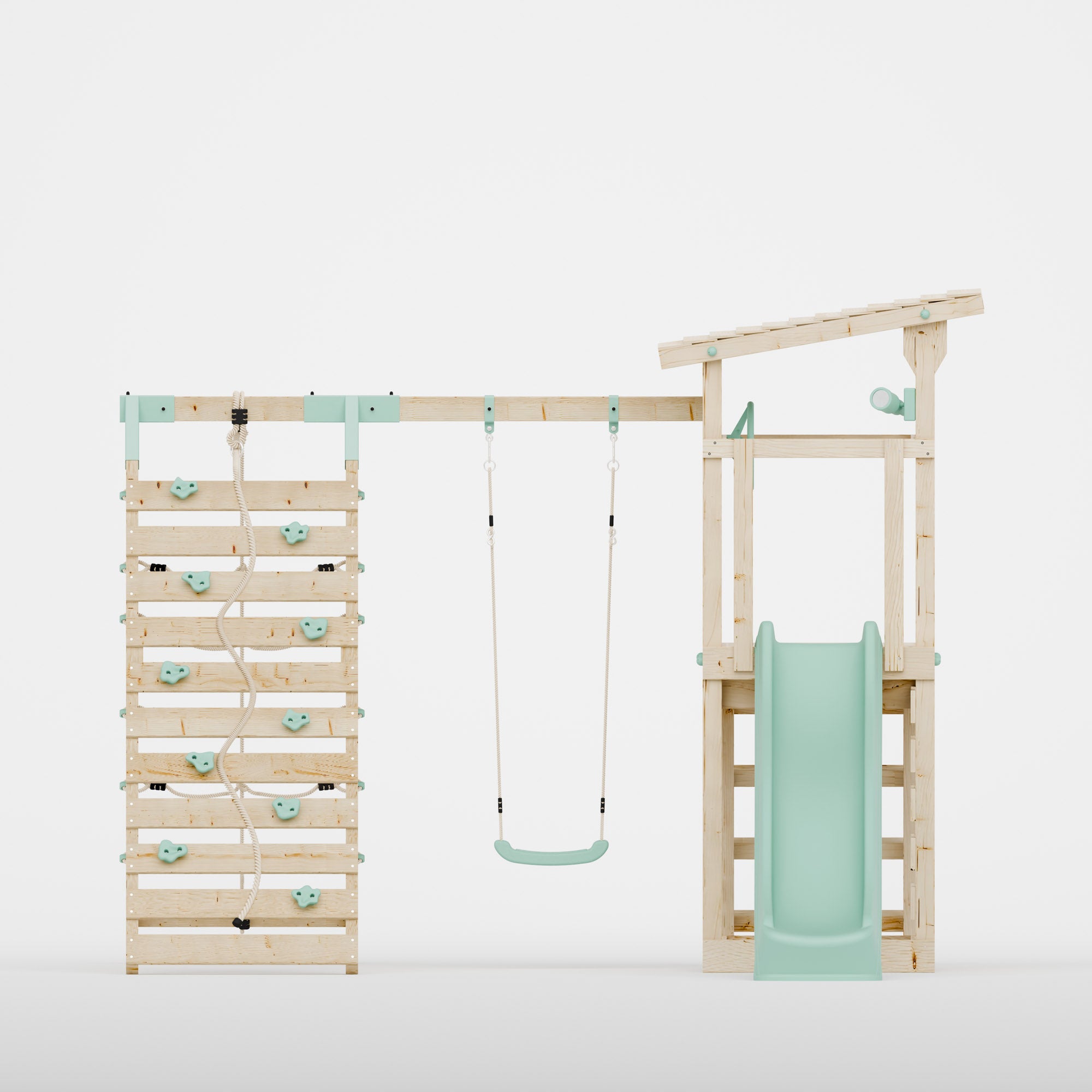 Climbing Frame With Single Swing & Climbing Wall - Willow Way V