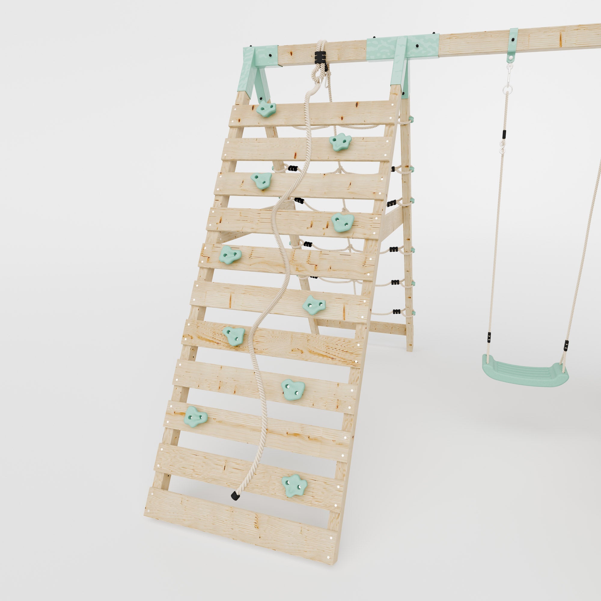 Climbing Frame With Single Swing & Climbing Wall - Willow Way V