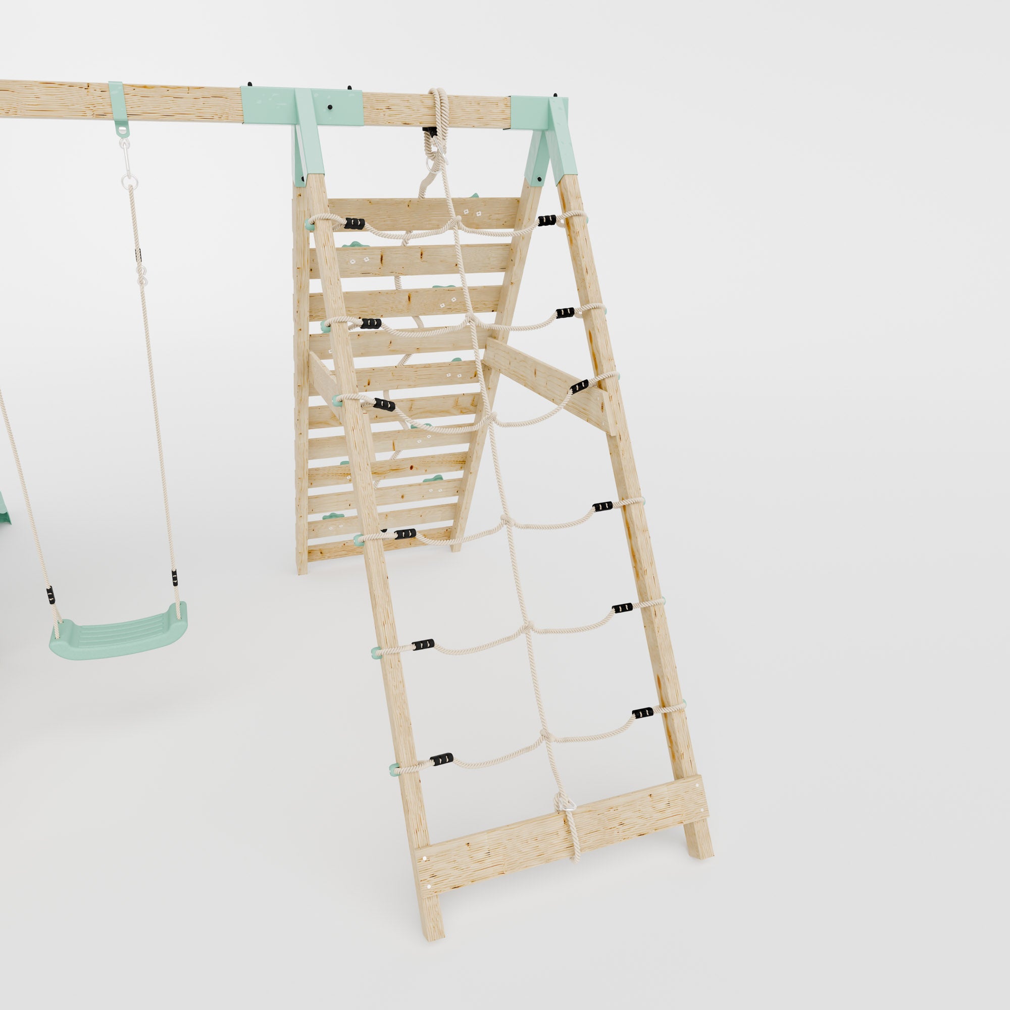 Climbing Frame With Single Swing & Climbing Wall - Willow Way V