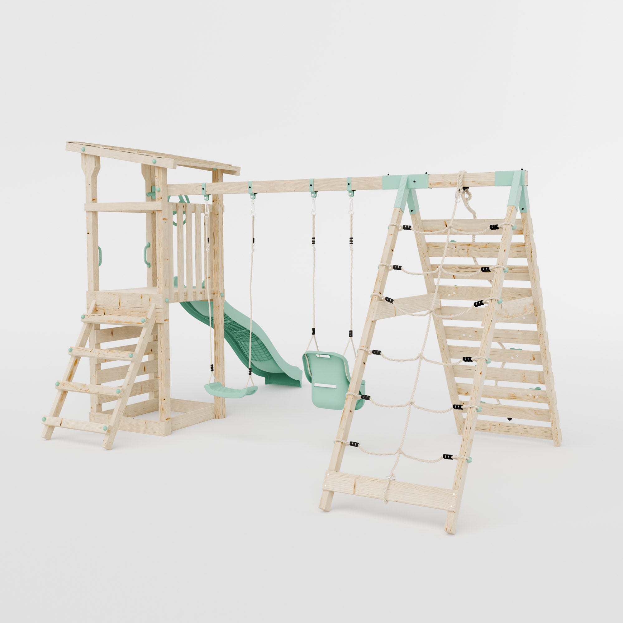 Climbing Frame With Double Swing & Climbing Wall - Willow Way VIII