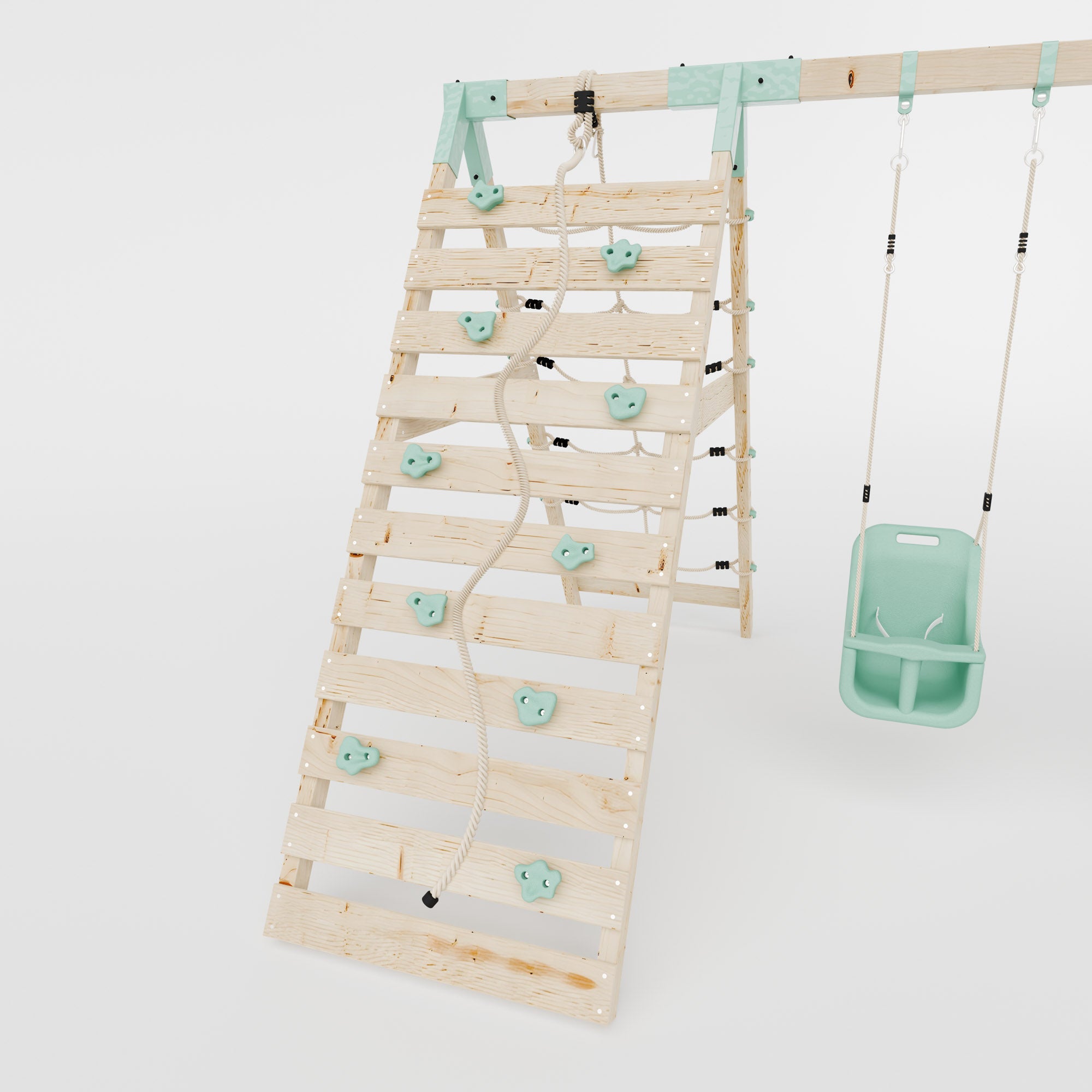 Climbing Frame With Double Swing & Climbing Wall - Willow Way VIII