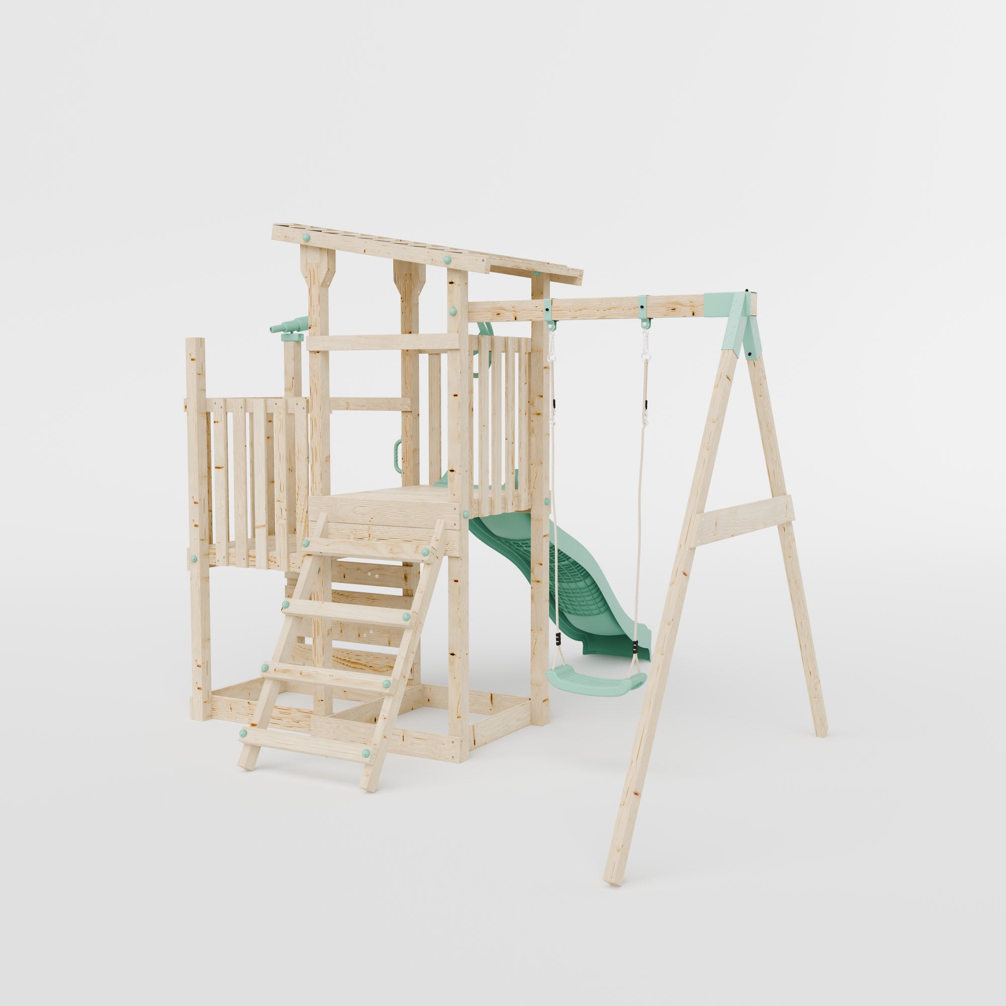 Climbing Frame With Step Up & Single Swing - Willow Way IV