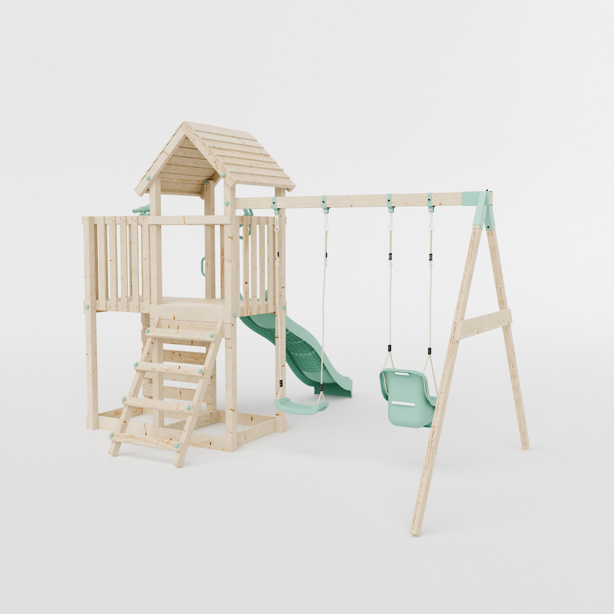 Climbing Frame With Extension & Double Swing - Thristlethorne Trail IV