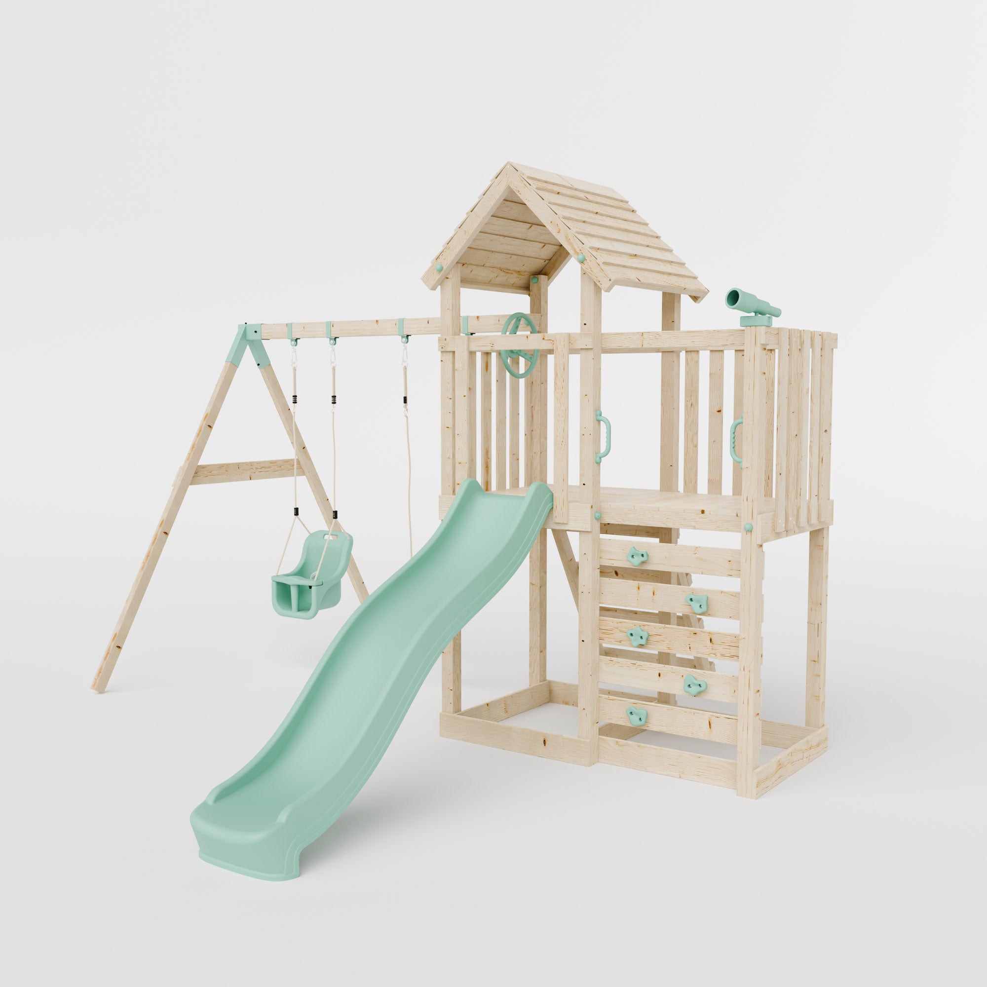 Climbing Frame With Extension & Double Swing - Thristlethorne Trail IV