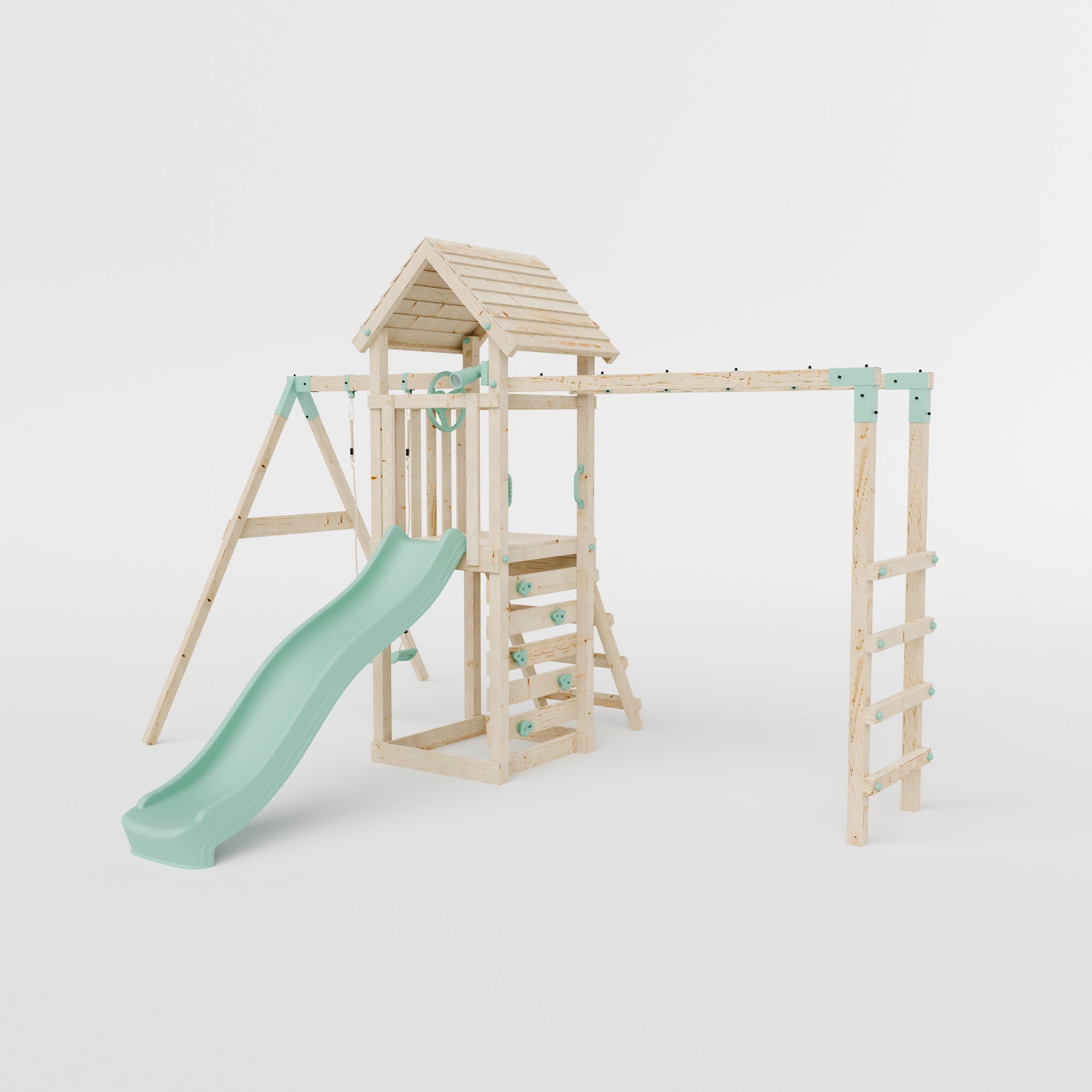 Climbing Frame With Single Swing & Monkey Bars - Bearpaw Timber I