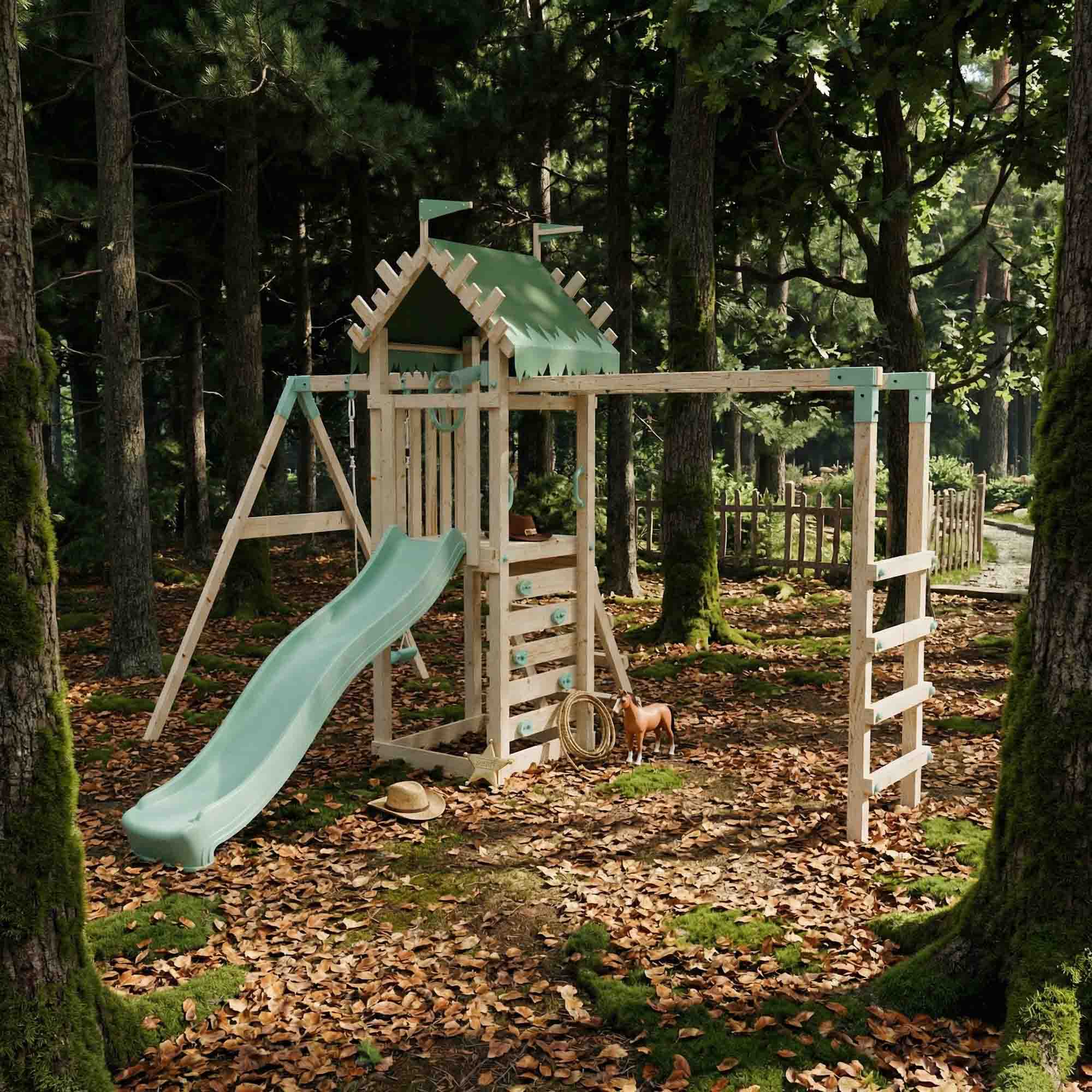 Climbing Frame With Single Swing & Monkey Bars - Ravenridge Grove I