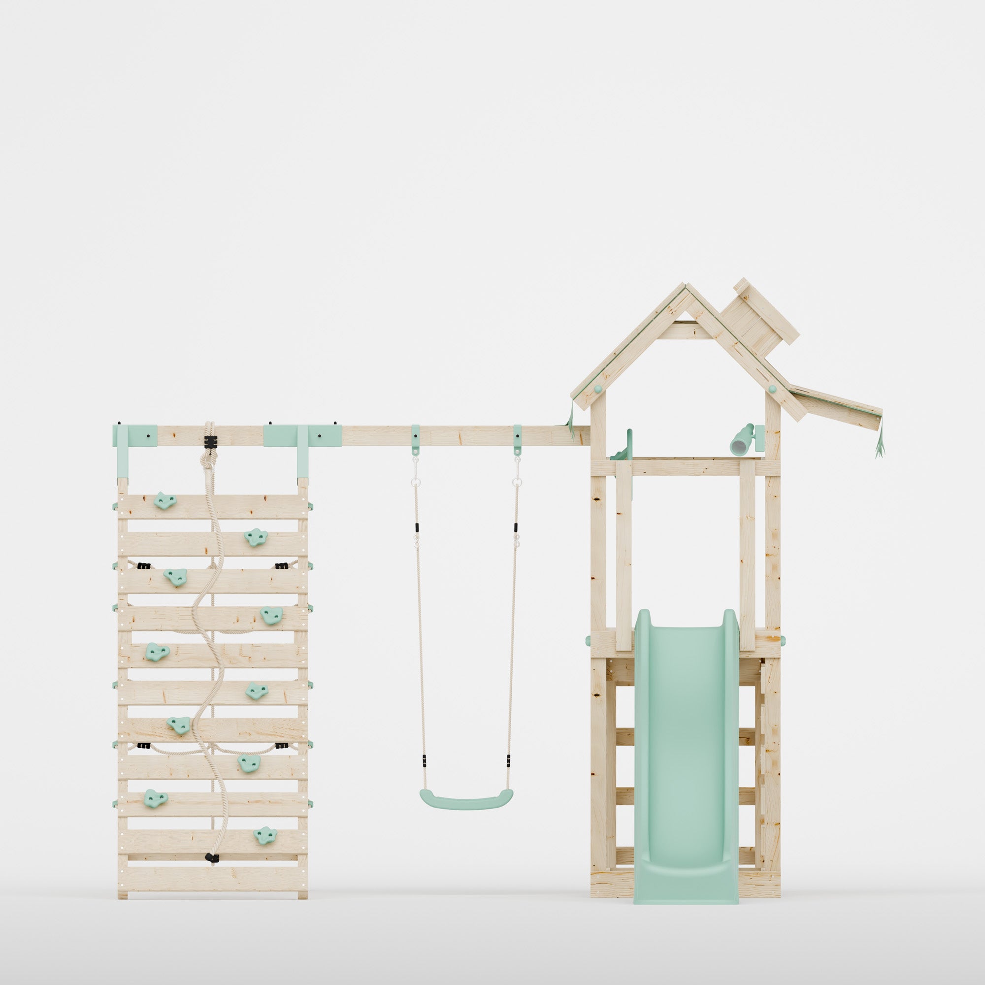 Climbing Frame With Single Swing & Climbing Wall - Eldertree Forest V