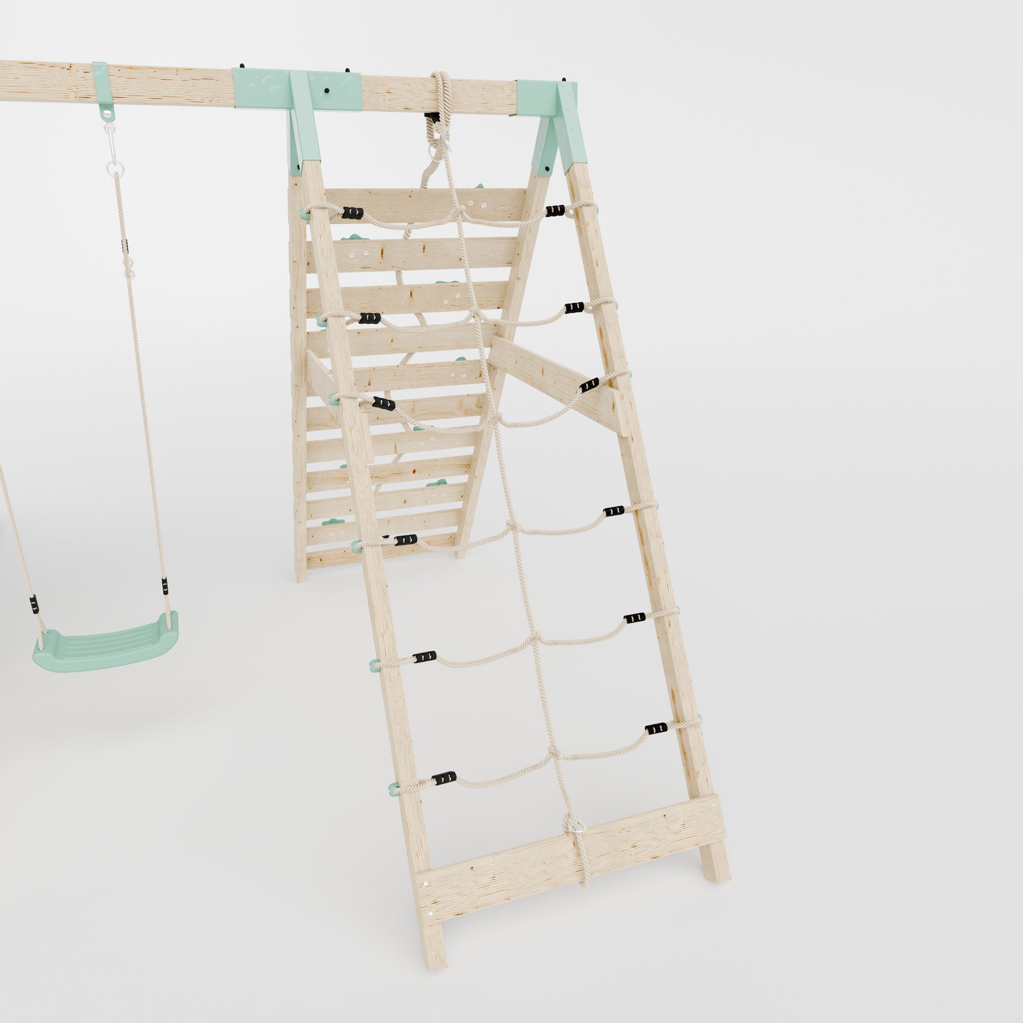 Climbing Frame With Single Swing & Climbing Wall - Eldertree Forest V