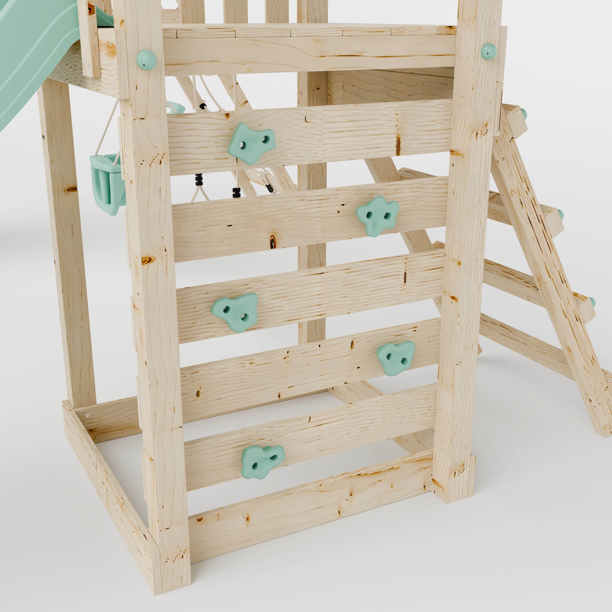 Climbing Frame With Double Swing & Climbing Wall - Eldertree Forest VIII