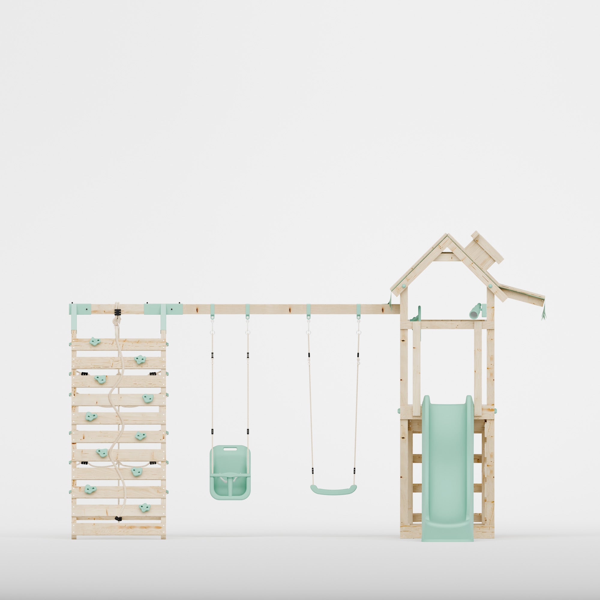 Climbing Frame With Double Swing & Climbing Wall - Eldertree Forest VIII