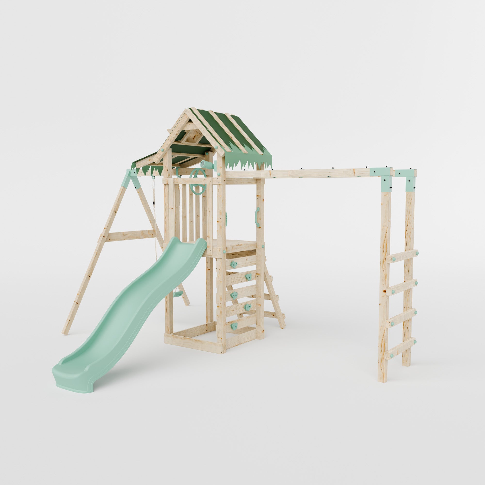 Climbing Frame With Single Swing & Monkey Bars - Eldertree Forest III