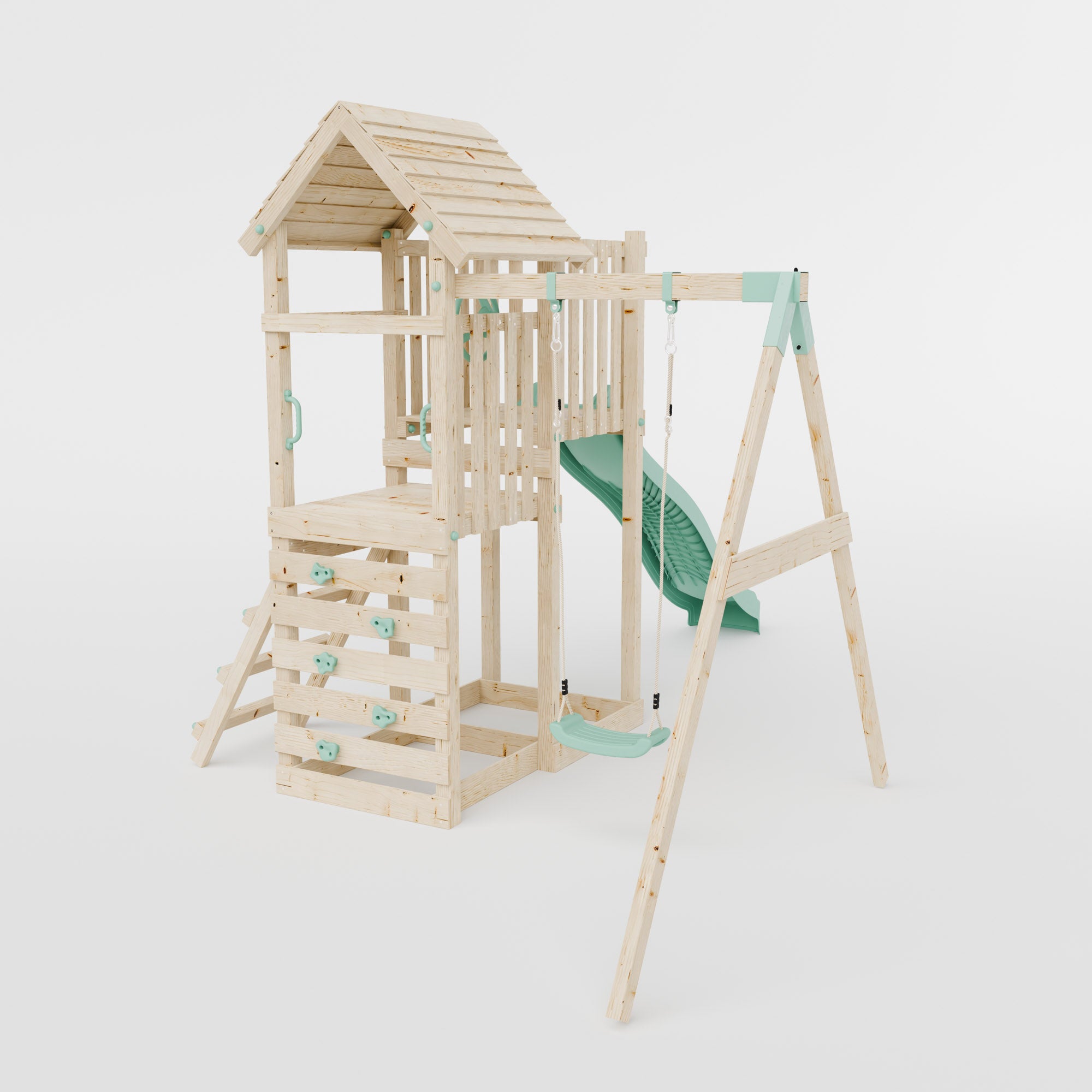 Climbing Frame with Single Swing Extended Height Platform & 2.65m Slide - Bramblewick Forest Watchtower I