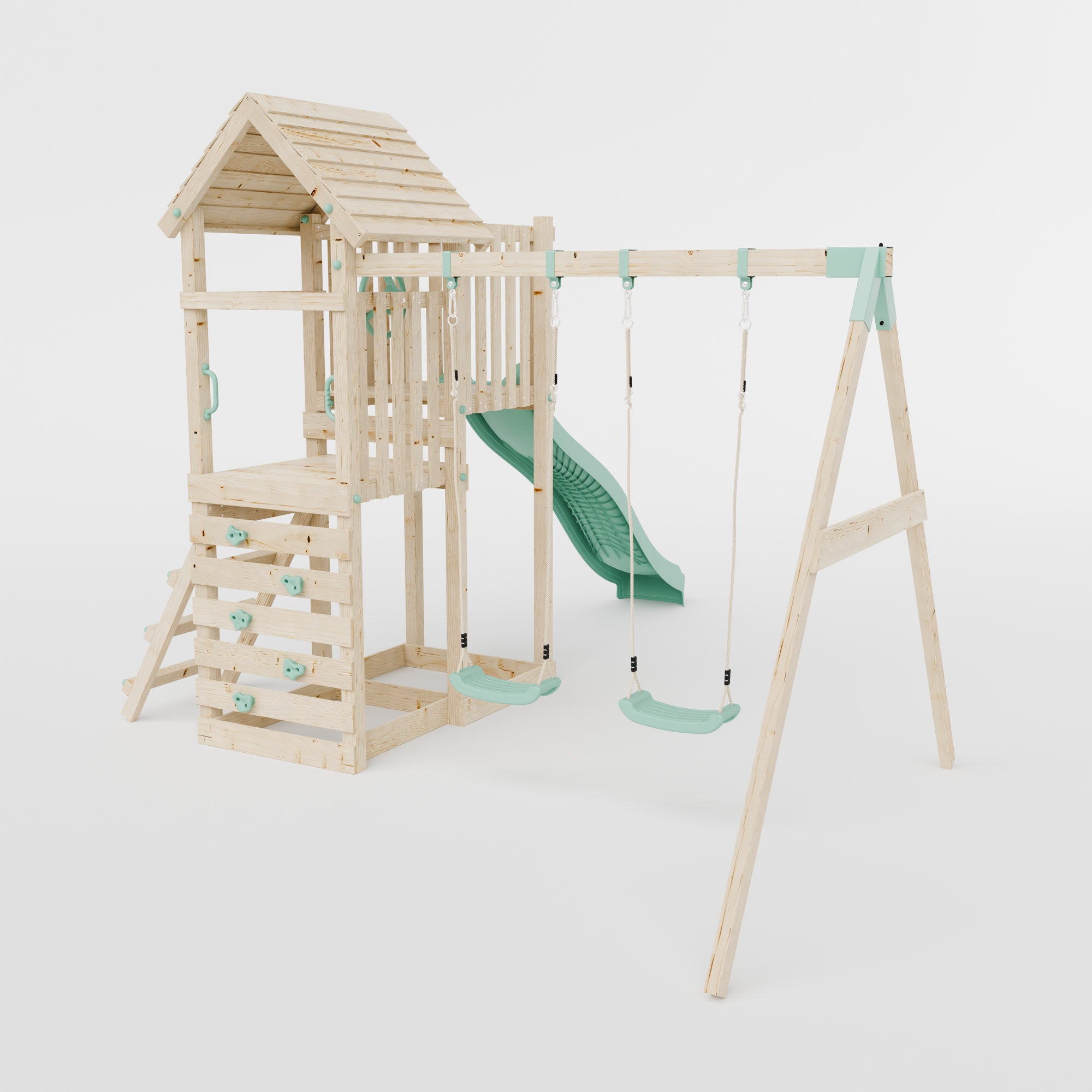 Climbing Frame with Double Swing Extended Height Platform & 2.65m Slide - Bramblewick Forest Watchtower II
