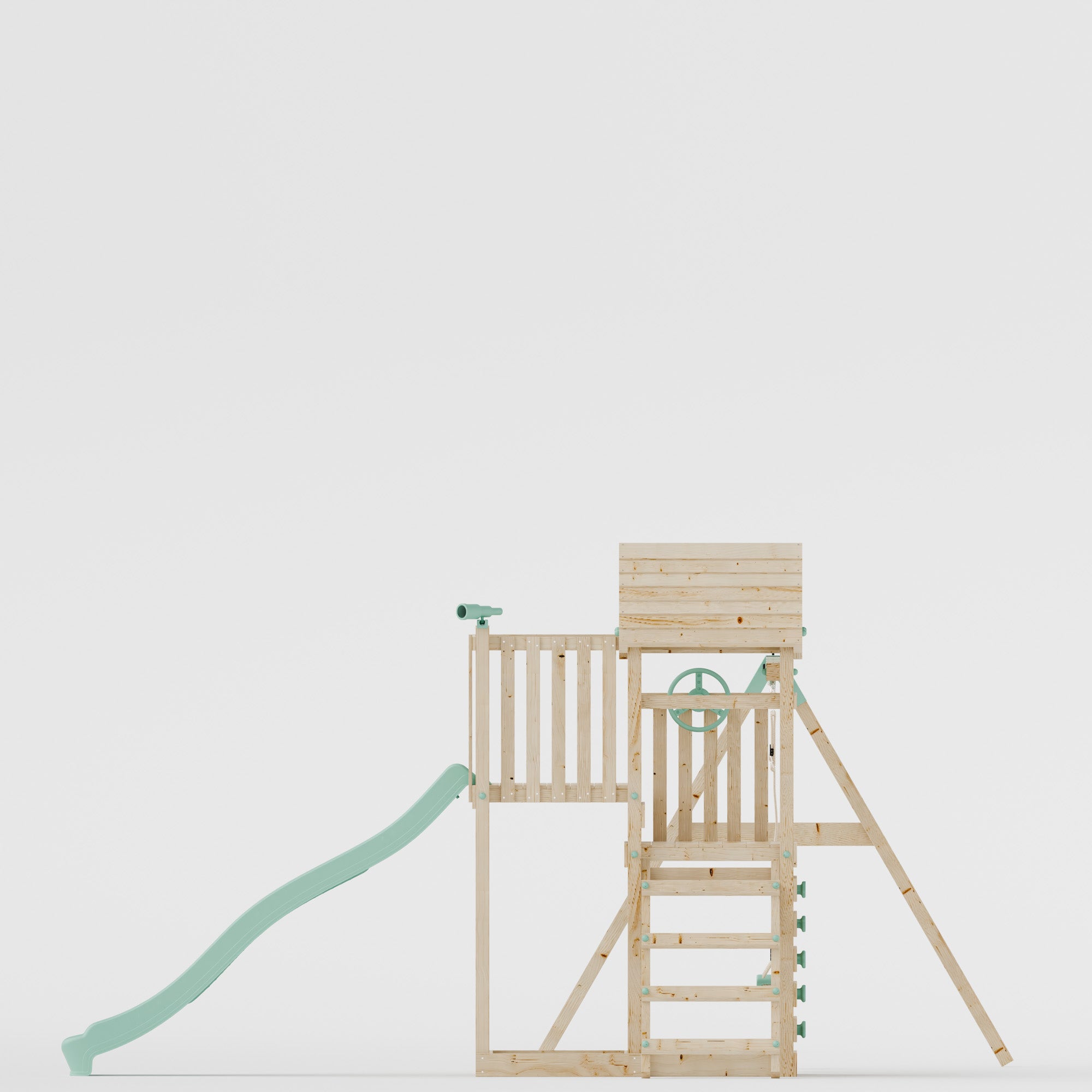 Climbing Frame with Double Swing Extended Height Platform & 2.65m Slide - Bramblewick Forest Watchtower II