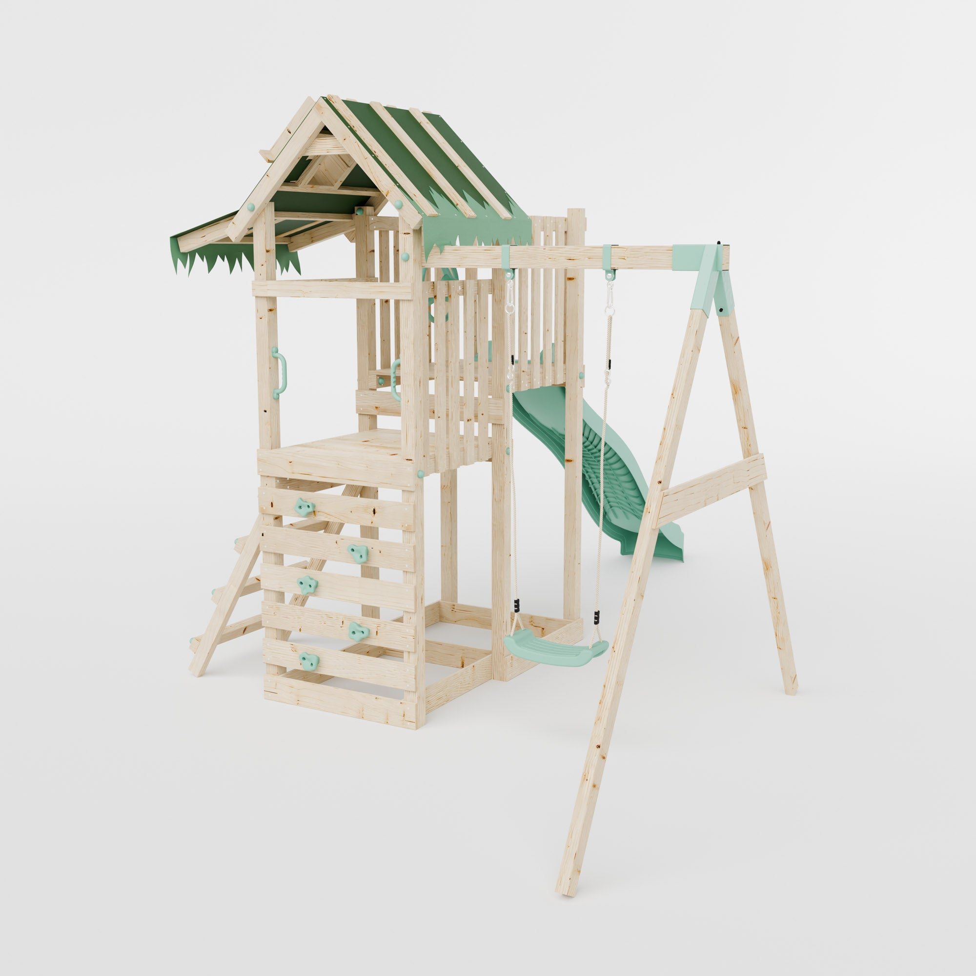 Climbing Frame with Single Swing Extended Height Platform & 2.65m Slide - Eldertree Forest Watchtower I