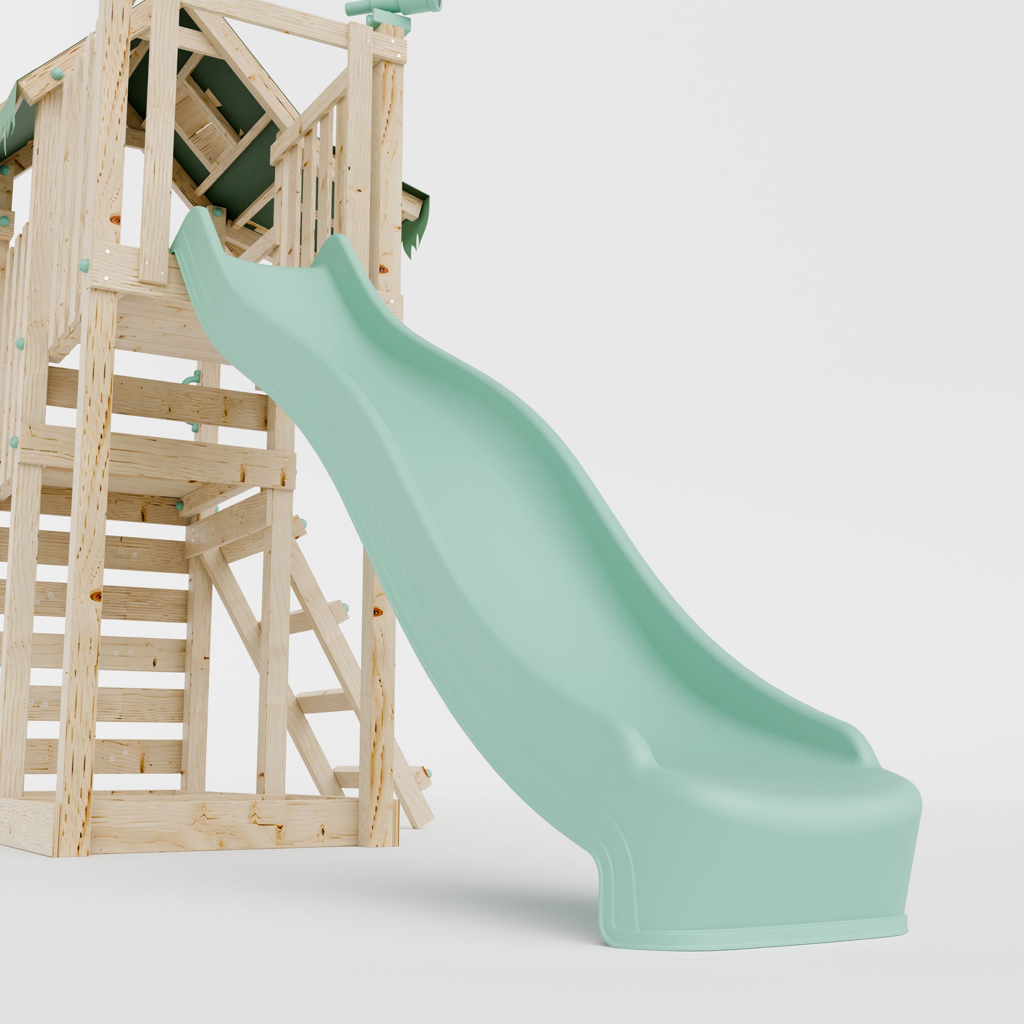 Climbing Frame with Double Swing Extended Height Platform & 2.65m Slide - Eldertree Forest Watchtower II