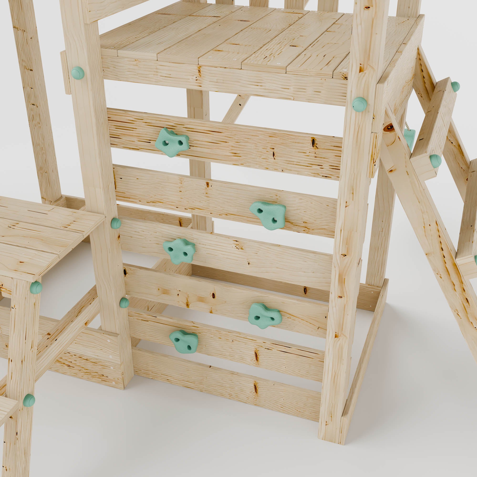 Climbing Frame with Single Swing Extended Height Platform & 2.65m Slide & Picnic Table - Eldertree Forest Watchtower IV