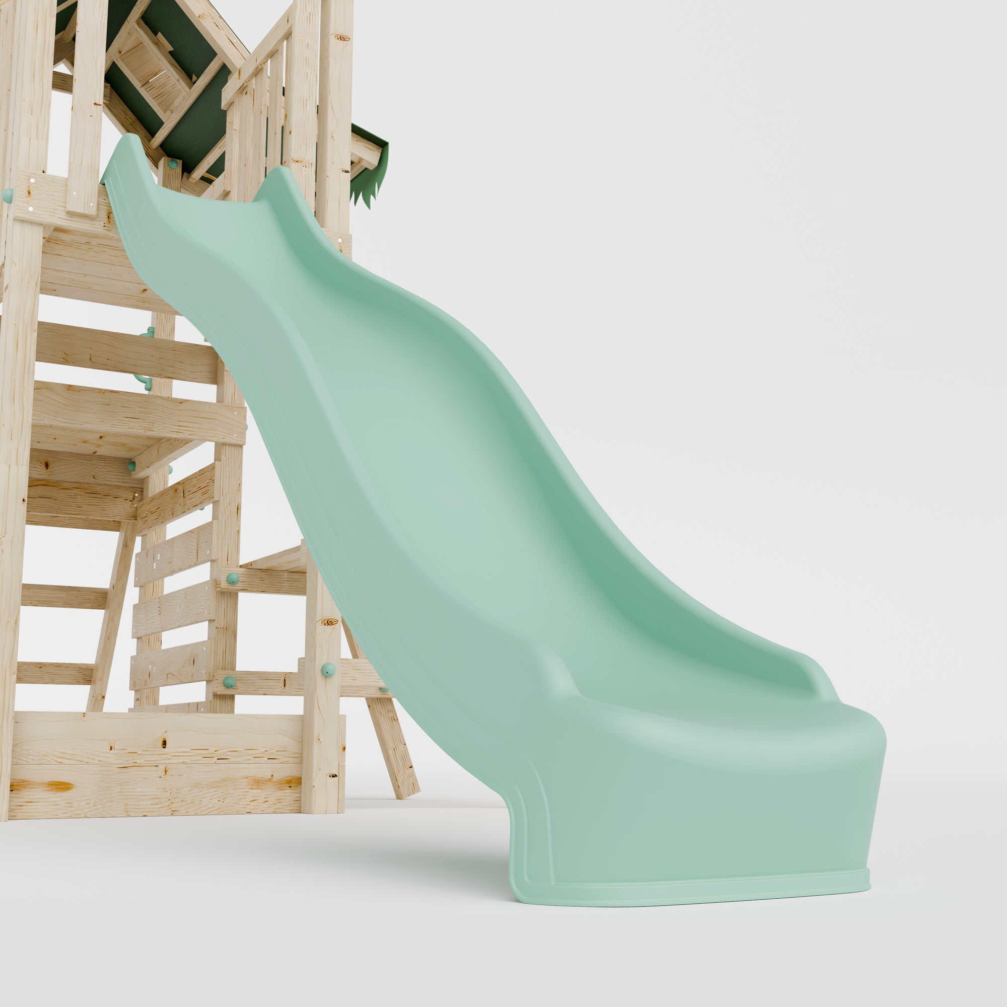 Climbing Frame with Single Swing Extended Height Platform & 2.65m Slide & Picnic Table - Eldertree Forest Watchtower IV
