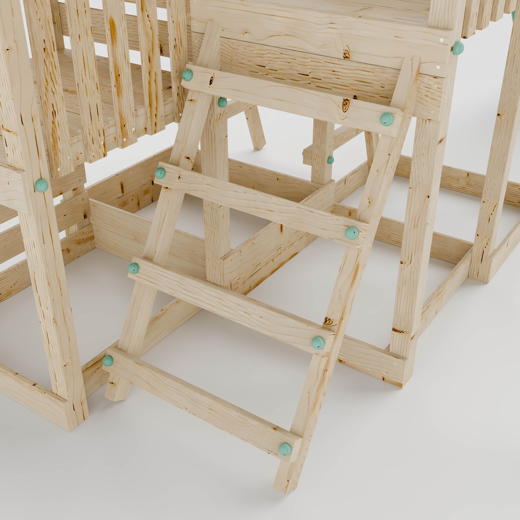 Climbing Frame with Double Swing Triple Platform & Double Slides & Picnic Tower - Enchanted Grove Watchtower VII
