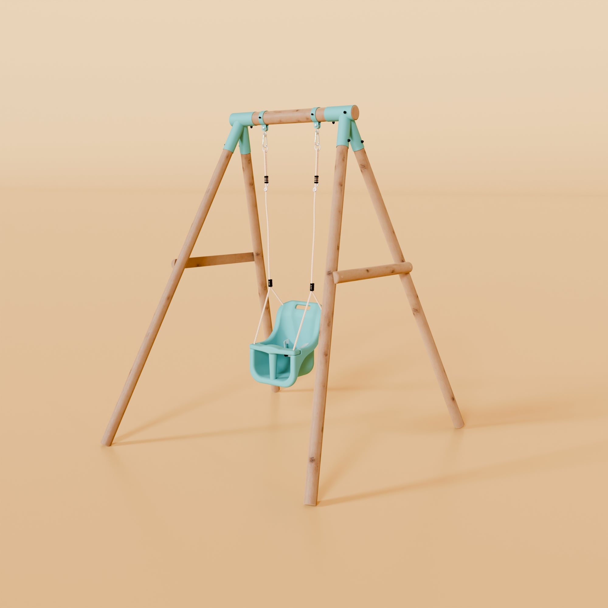 Baby swing with a stand on a beige background