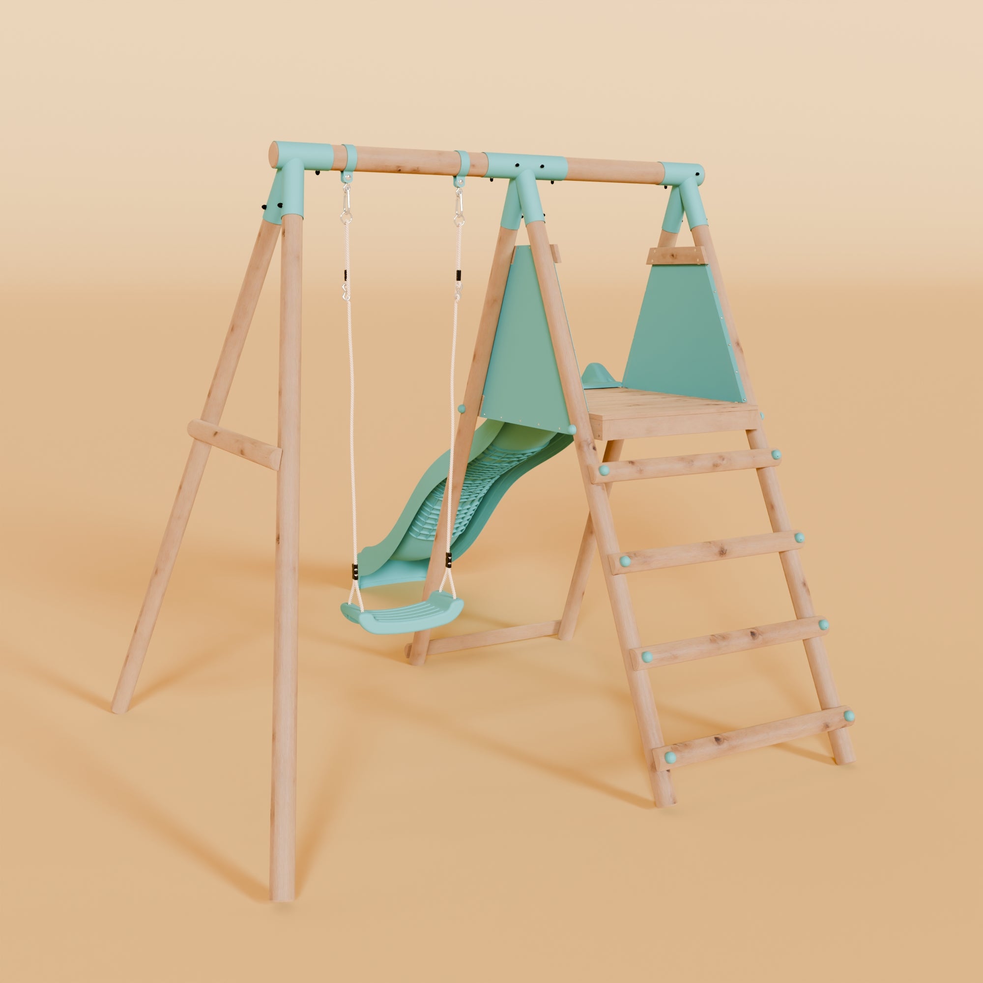 Single Wooden Swing Set With Slide - Springwood