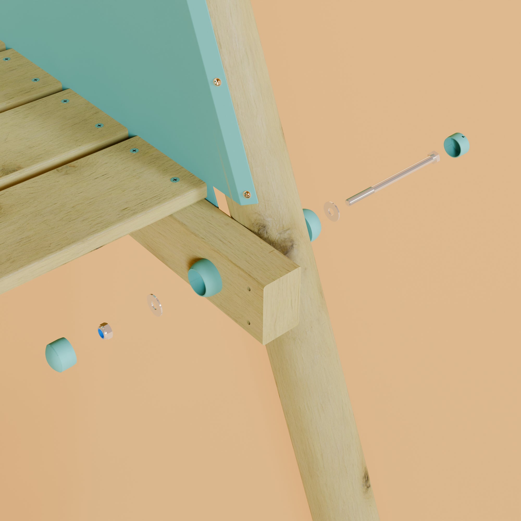 Double Wooden Swing Set with Climbing Wall and Slide - Stagwood
