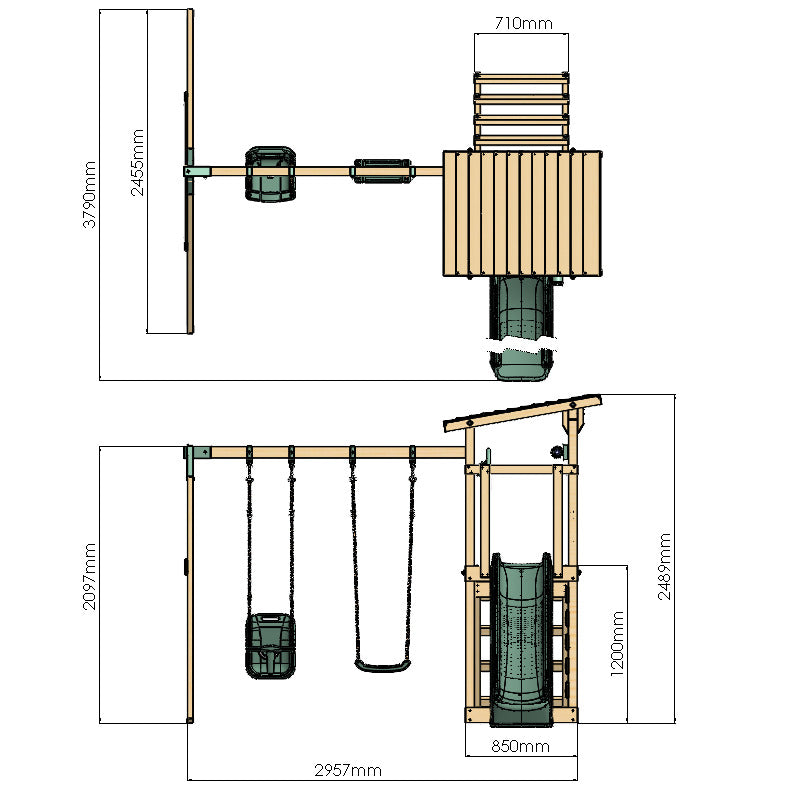 Climbing Frame With Double Swing - Willow Way