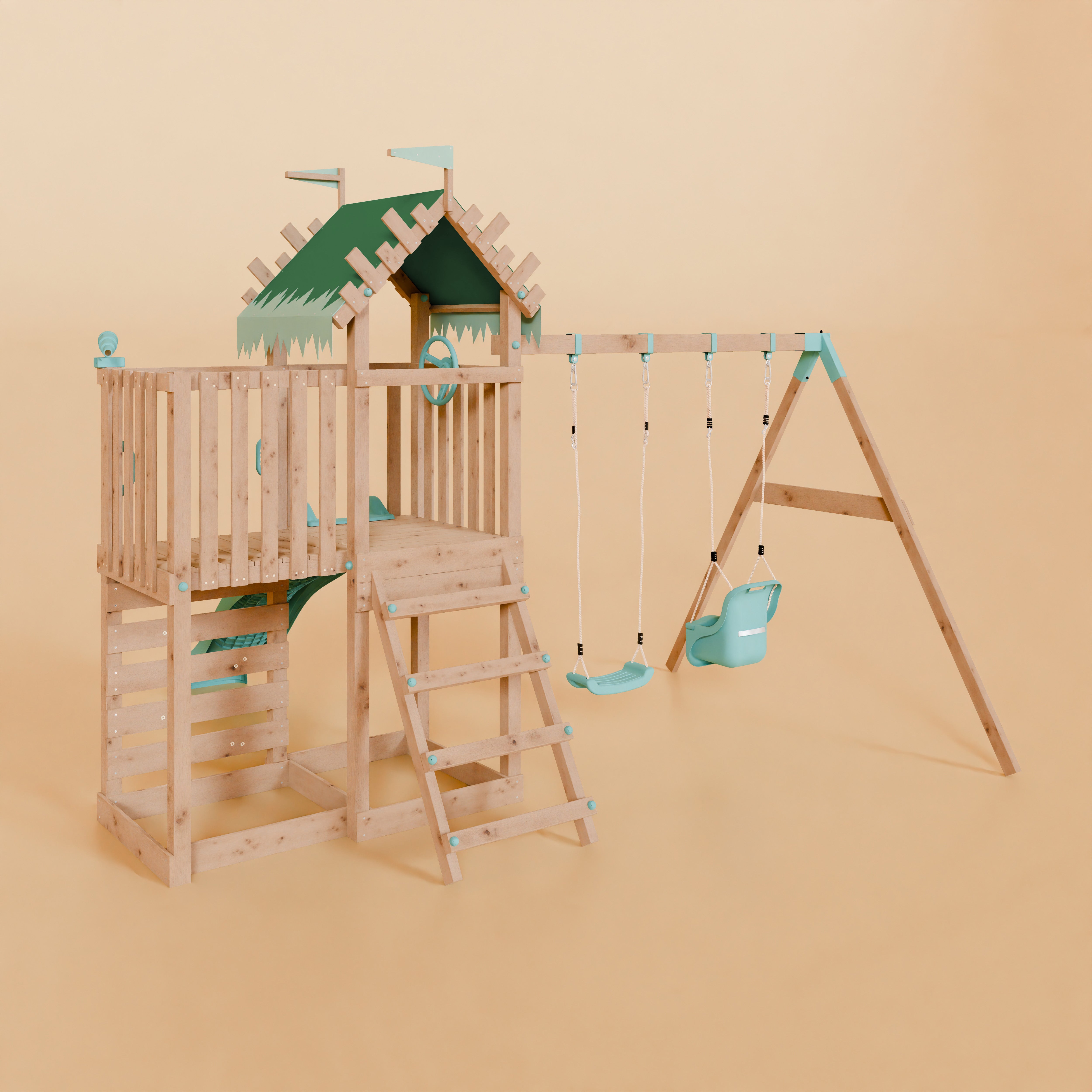 Extended Climbing Frame With Double Swing - Whispering Woods IV