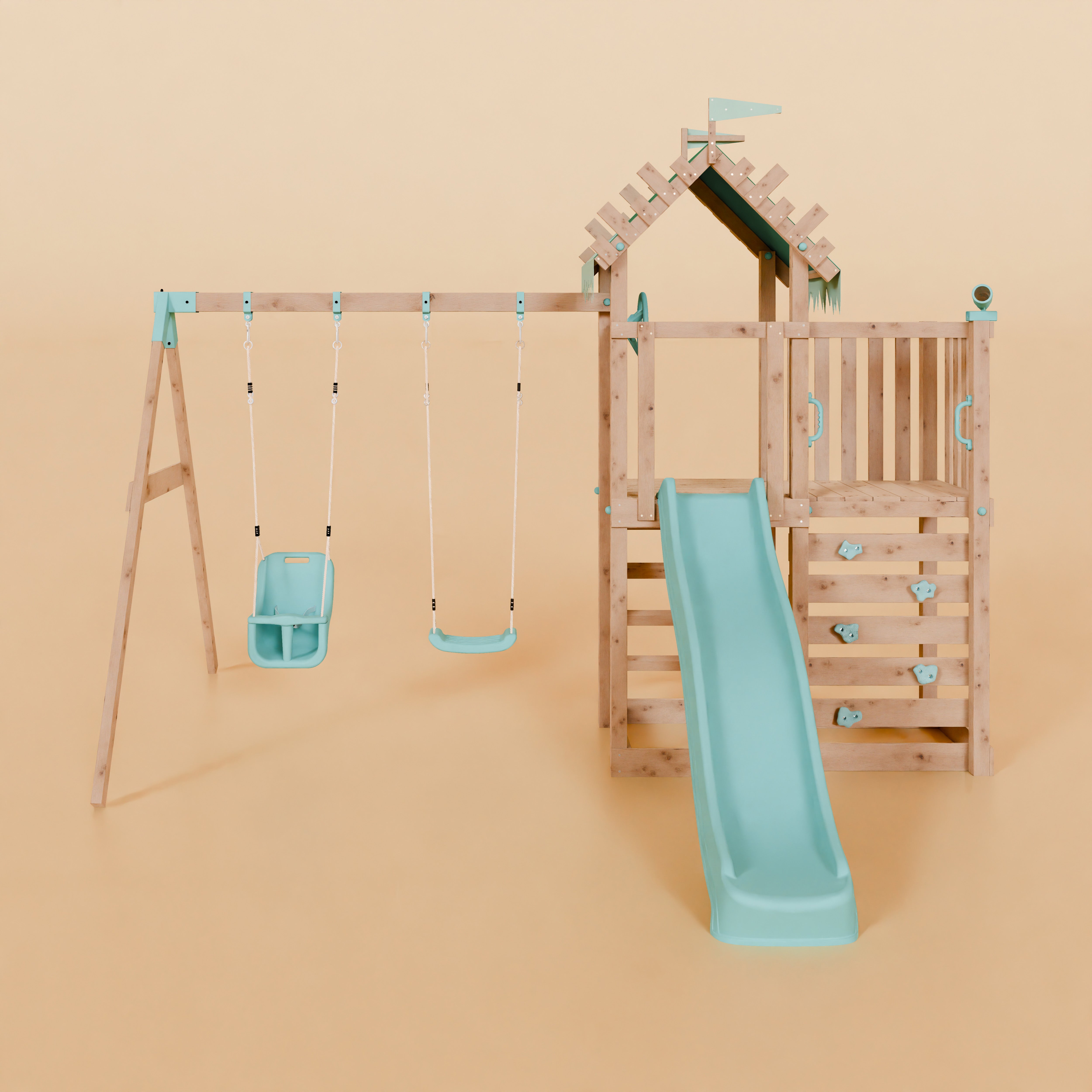 Extended Climbing Frame With Double Swing - Whispering Woods IV