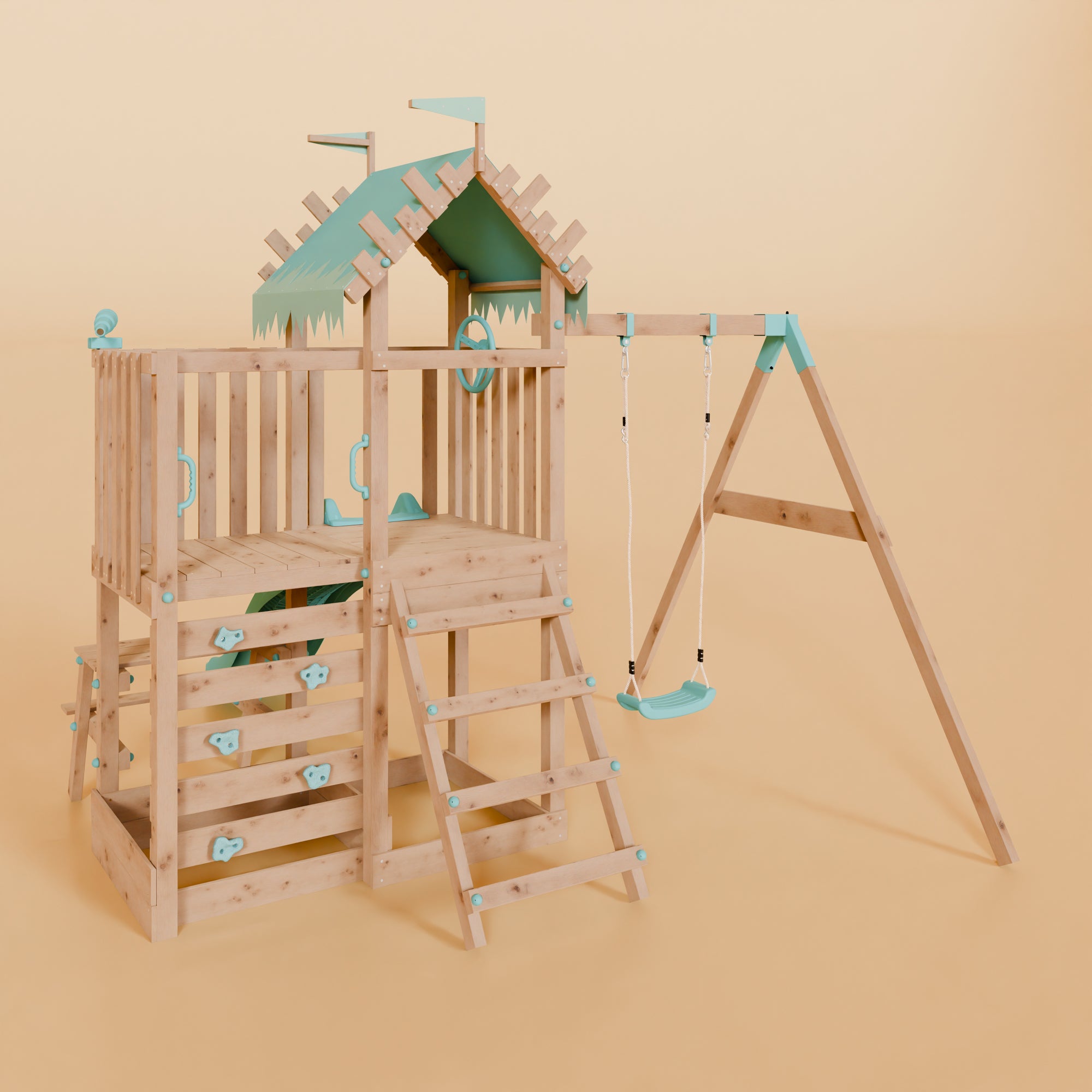 Extended Climbing Frame With Single Swing & Picnic Table - Fernshade Retreat I