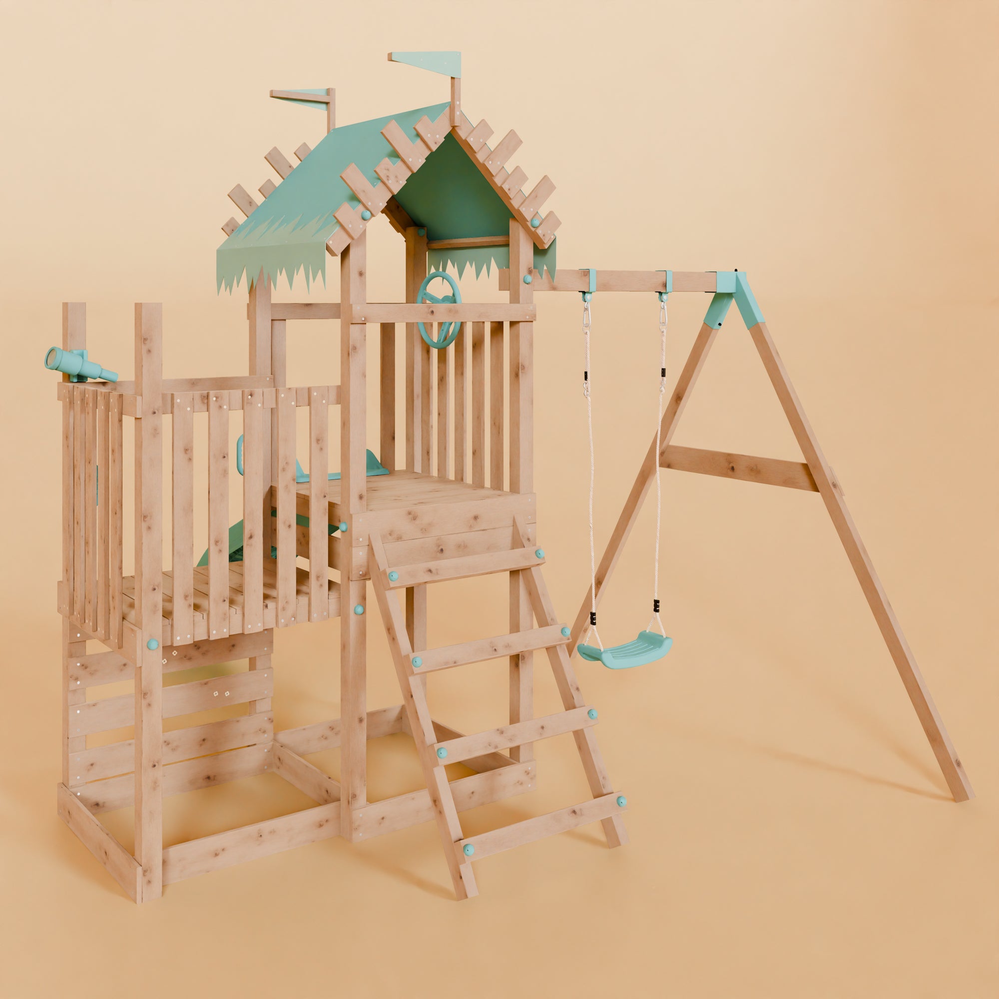 Climbing Frame & Step Up With Single Swing - Redwood Rise I