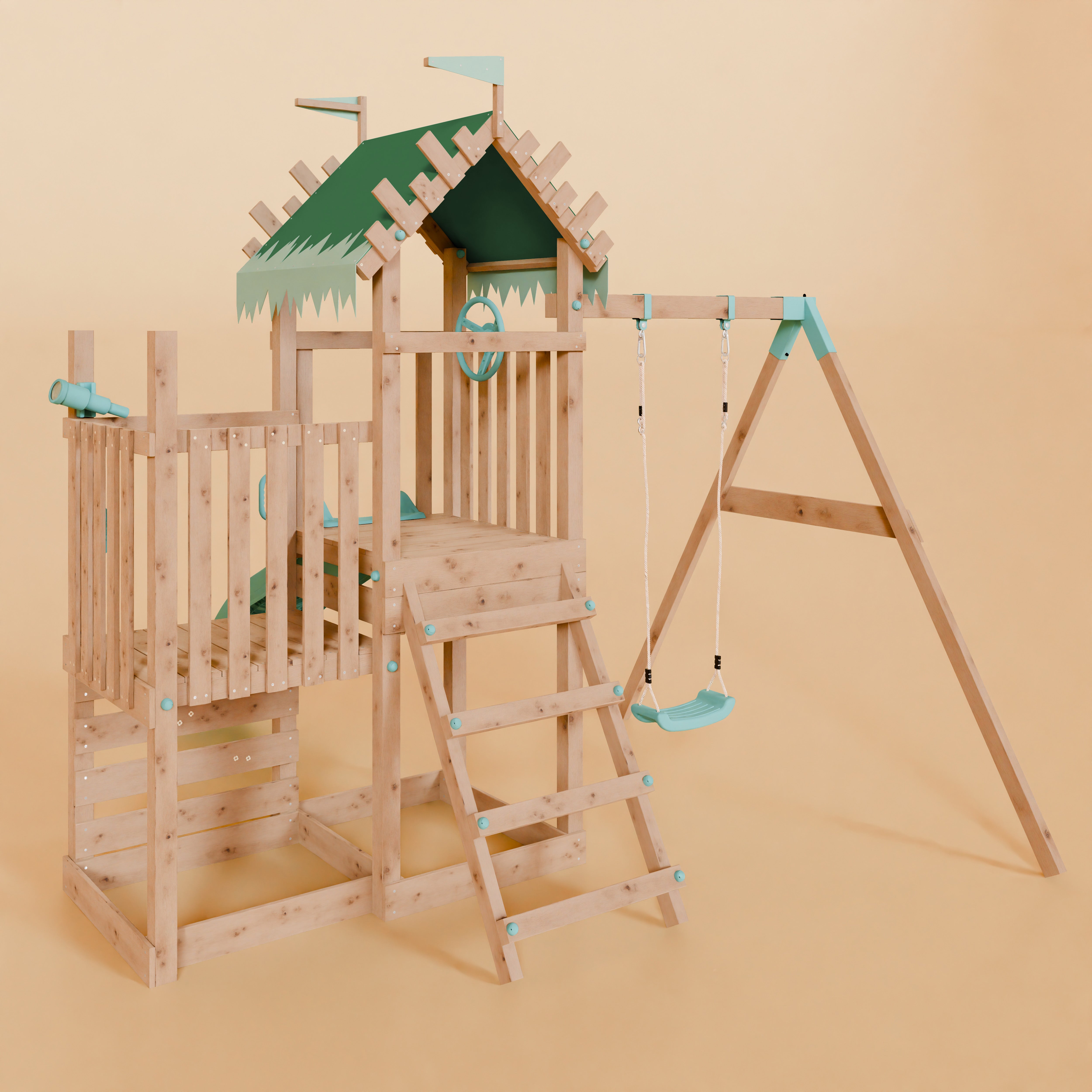 Climbing Frame & Step Up With Single Swing - Redwood Rise I