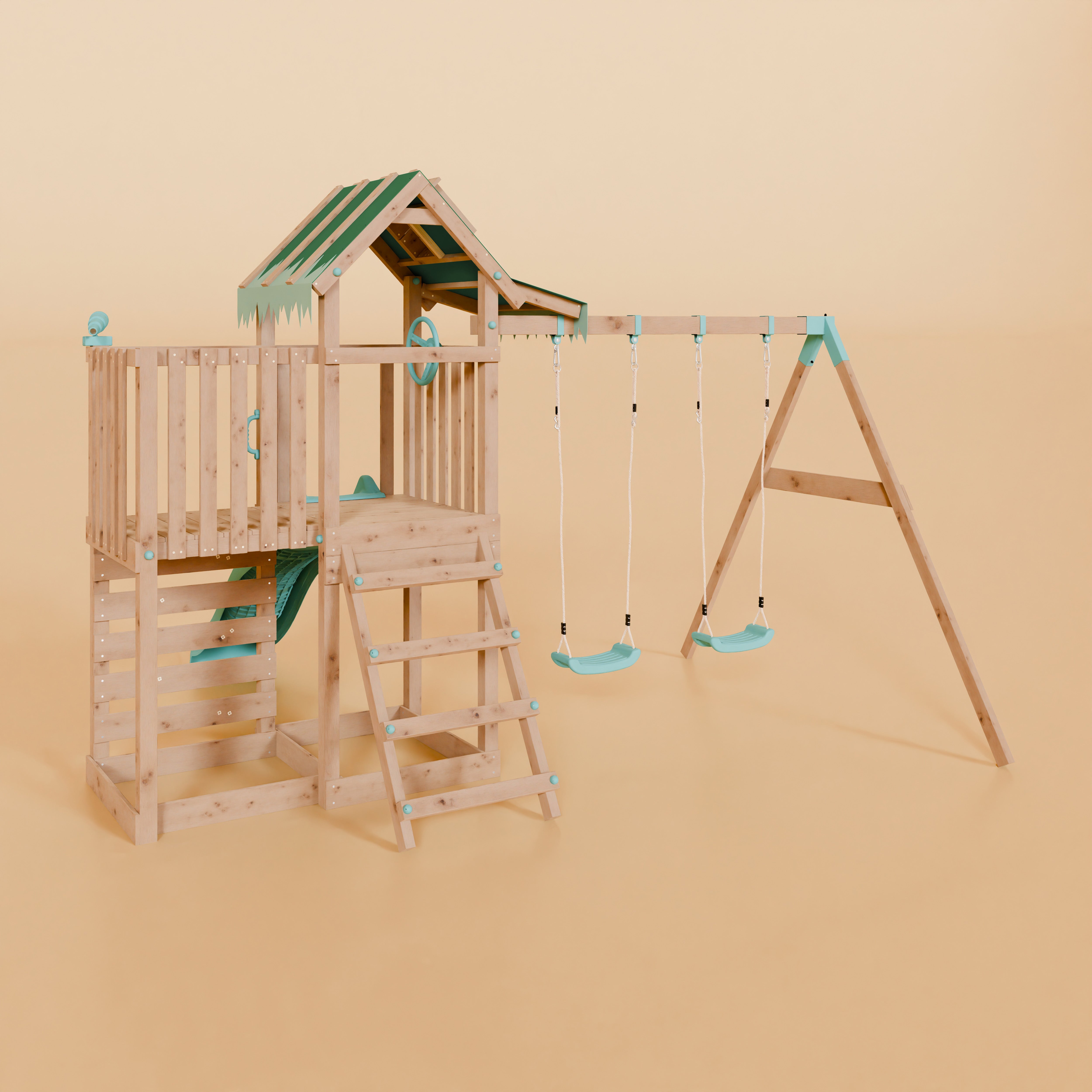Extended Climbing Frame With Double Swing - Squirrel’s Nest III