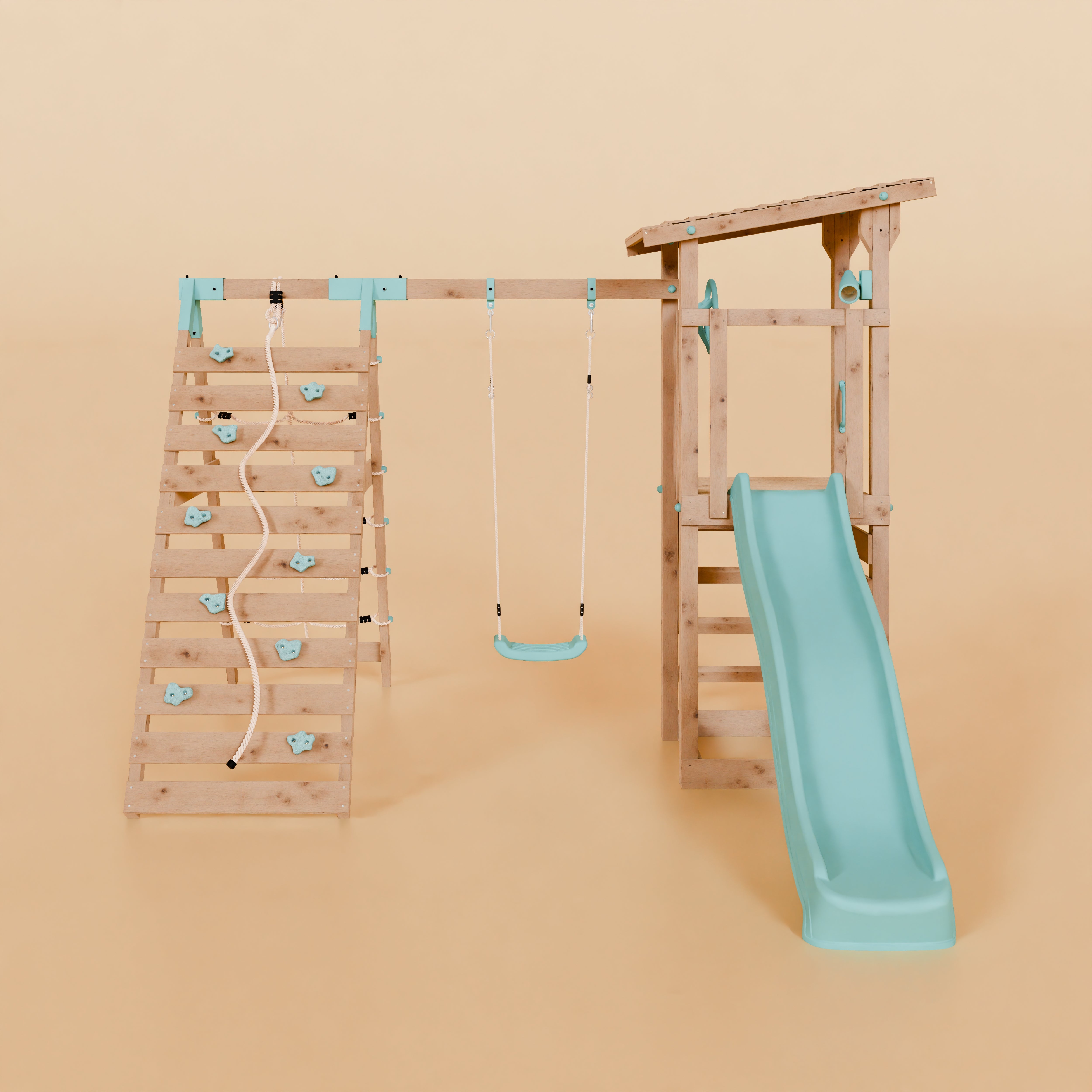 Climbing Frame With Single Swing & Climbing Wall - Willow Way V
