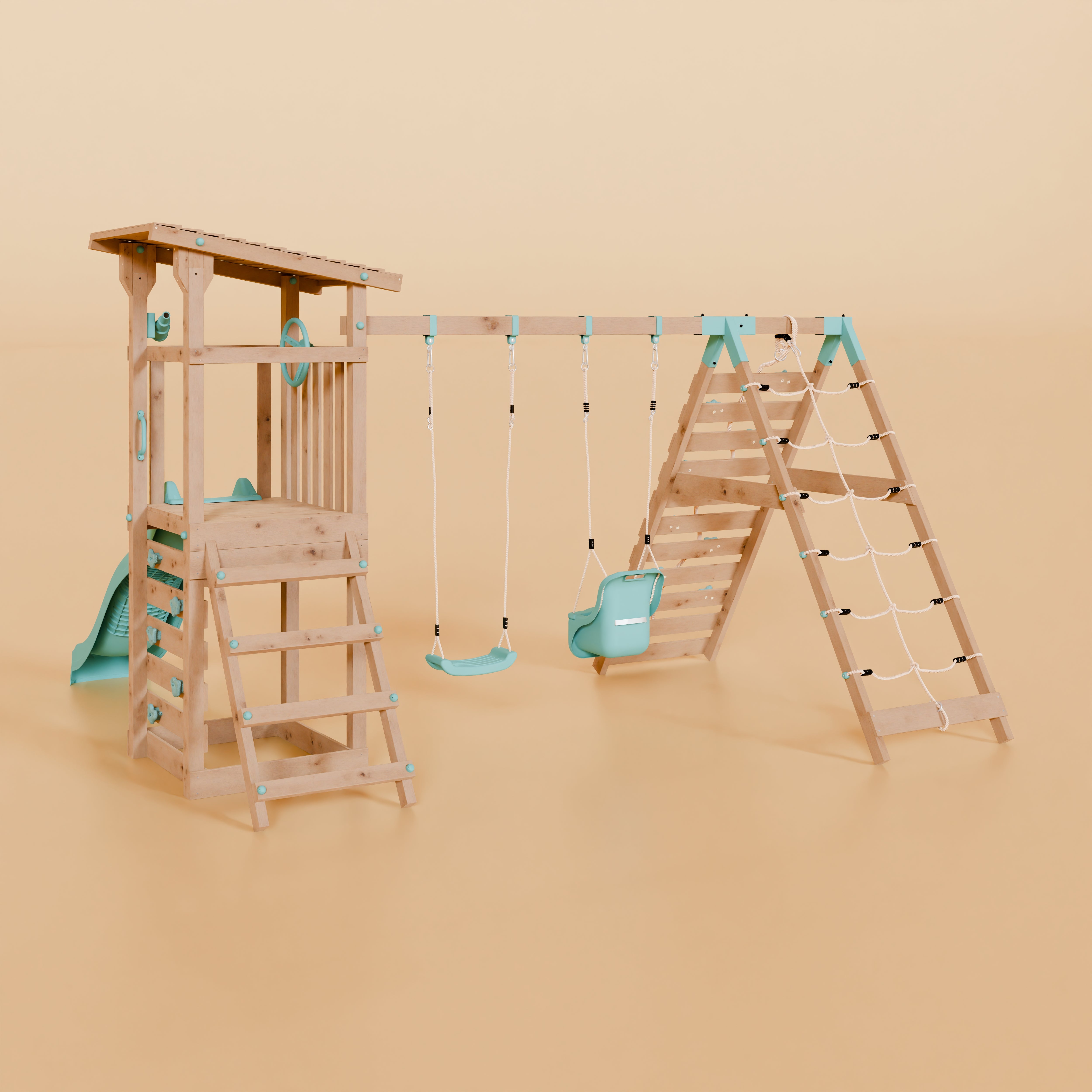 Climbing Frame With Double Swing & Climbing Wall - Willow Way VIII